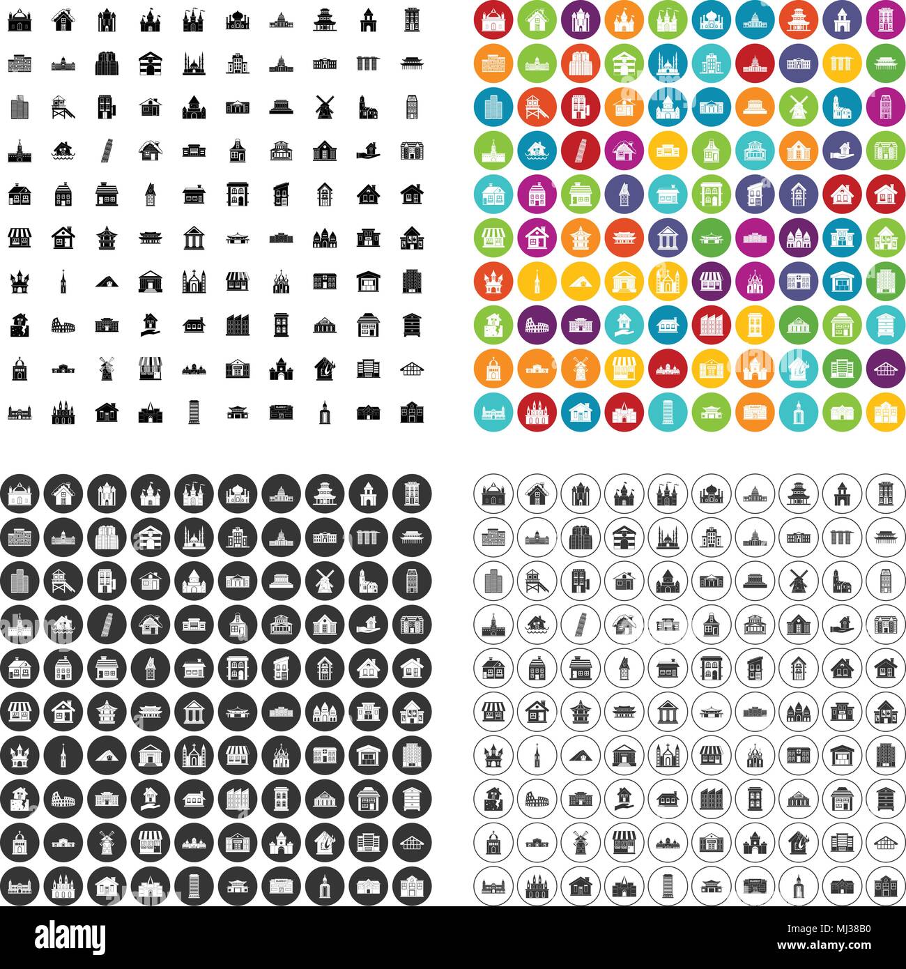 100 building icons set vector variant Stock Vector Image & Art - Alamy