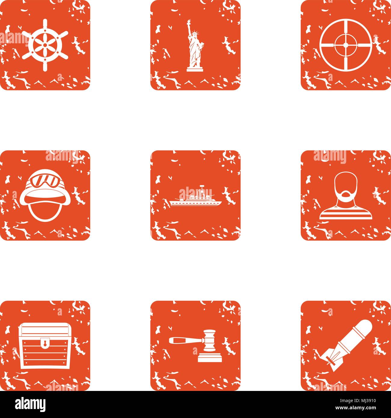 Democracy icons set, grunge style Stock Vector