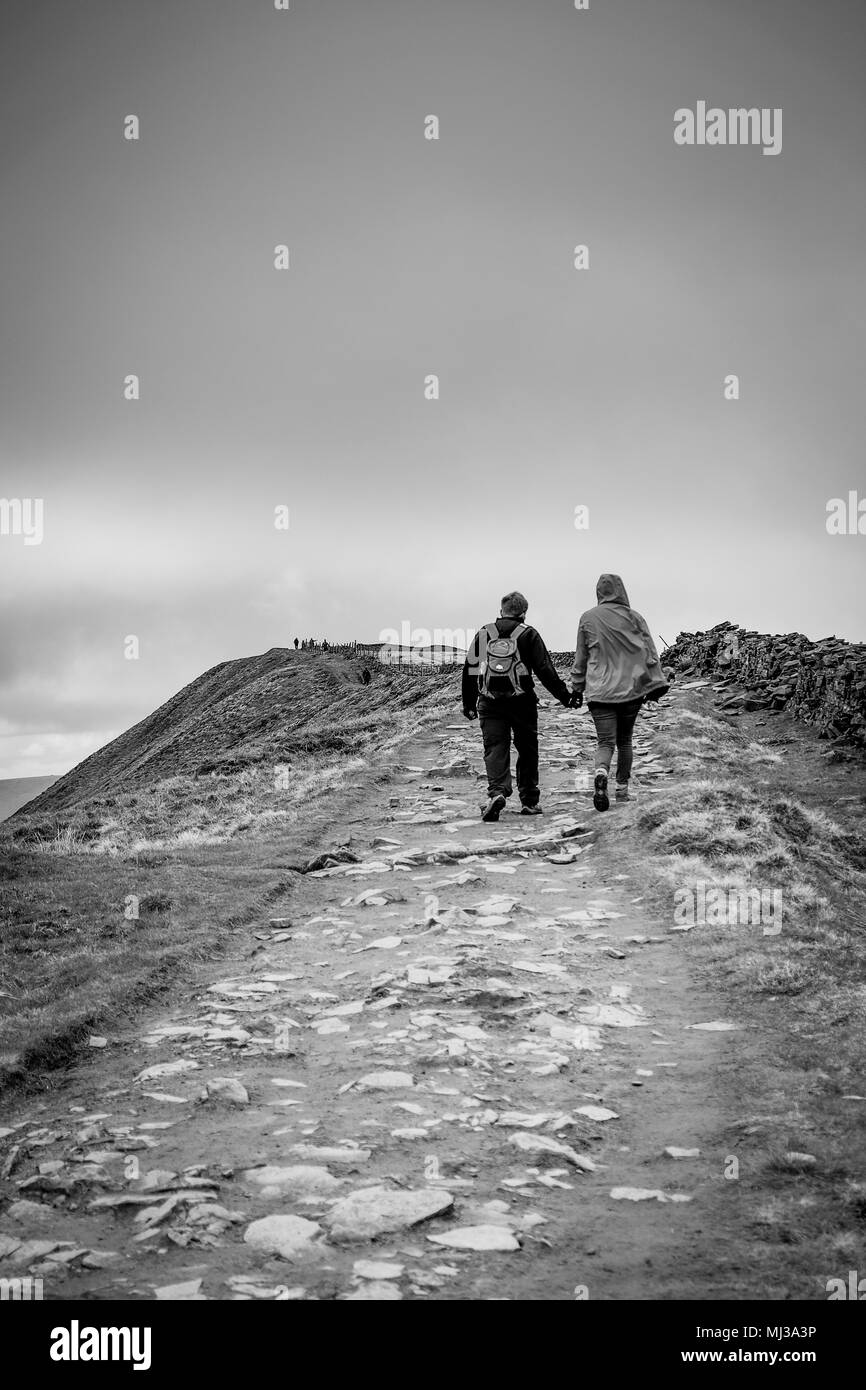 Walkers on Whernside part of the The Three Peaks Challenge , North Yorkshire, England Stock Photo