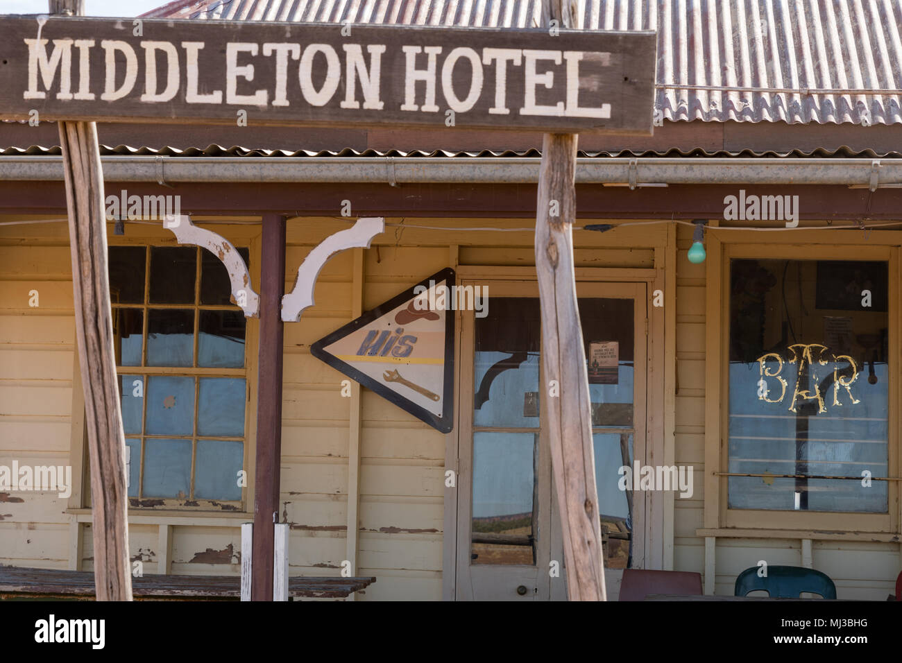 The hotel in the isolated outback locality of Middleton on the Kennedy Development road in western central Australia. Stock Photo