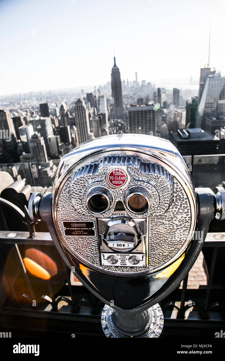 Observation Deck on Rockefeller Center Facing South, New York City, USA Stock Photo