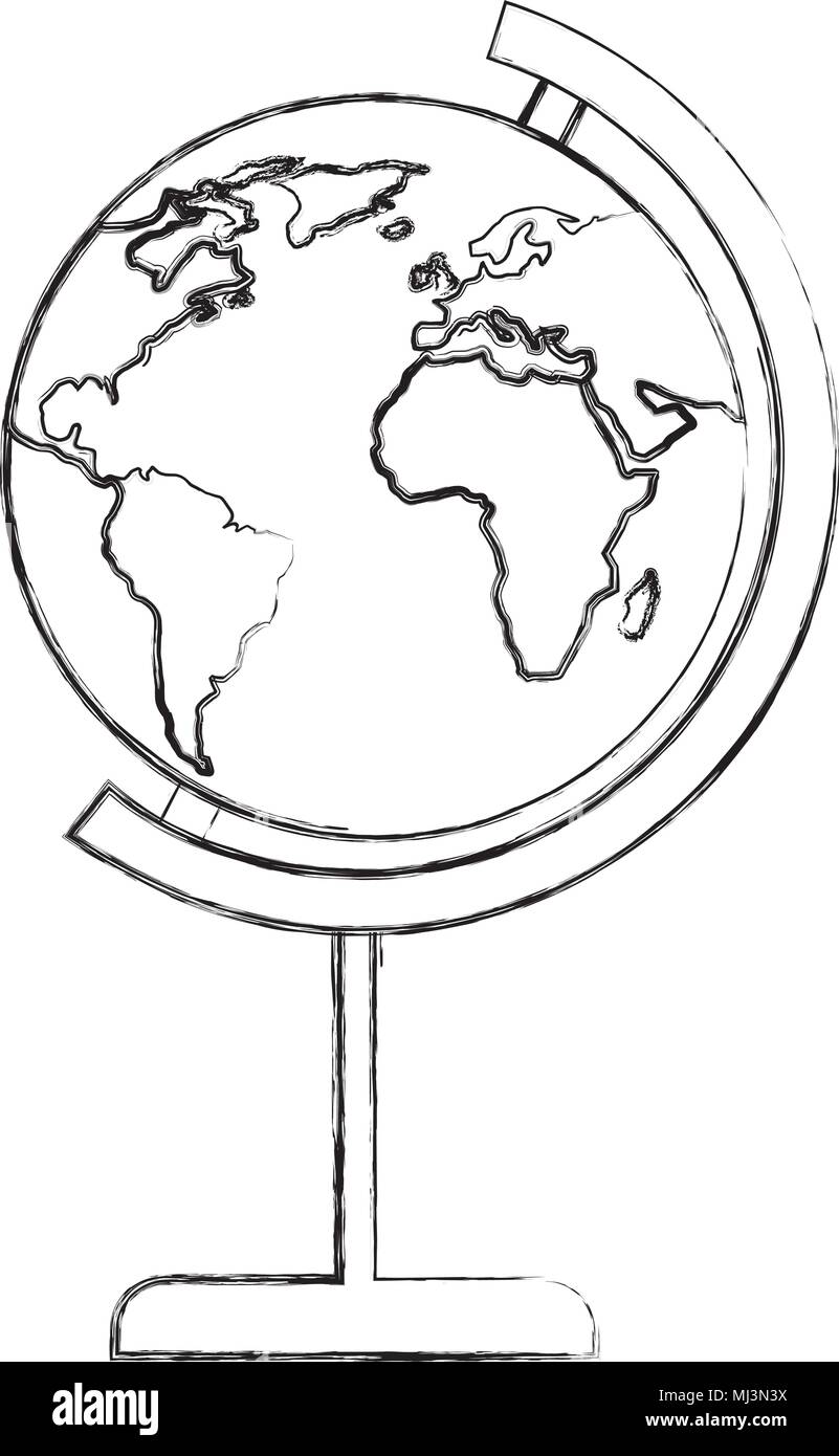 school globe world map image vector illustration sketch Stock Vector