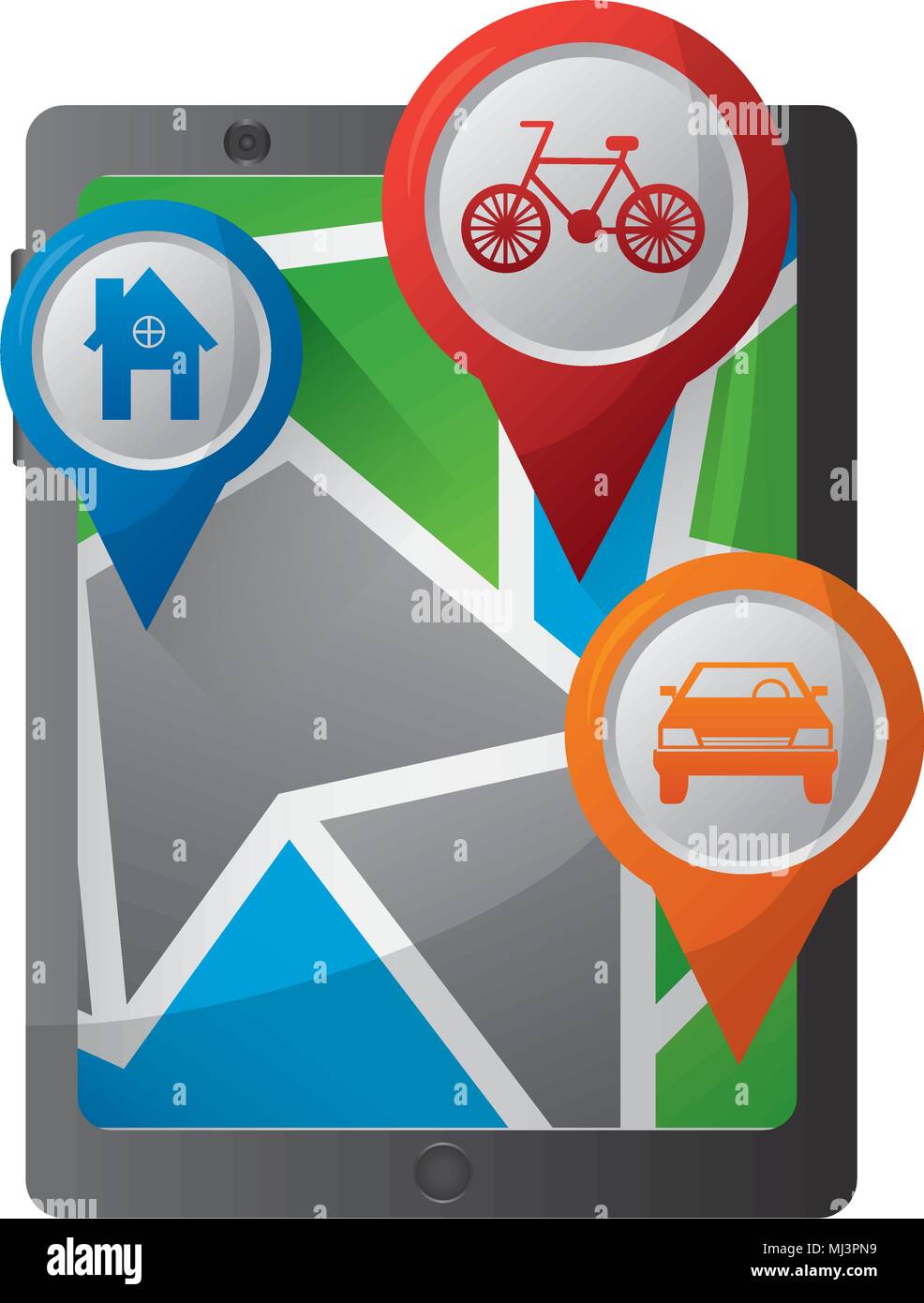 mobile gps navigation map and pointer location vector illustration