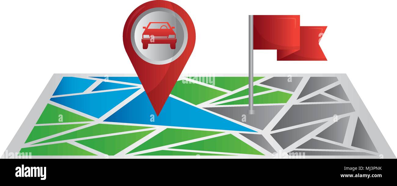 gps map navigation pointer car and flag marker vector illustration ...