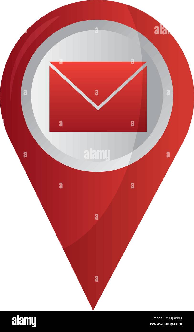 map pointer navigation with envelope vector illustration Stock Vector