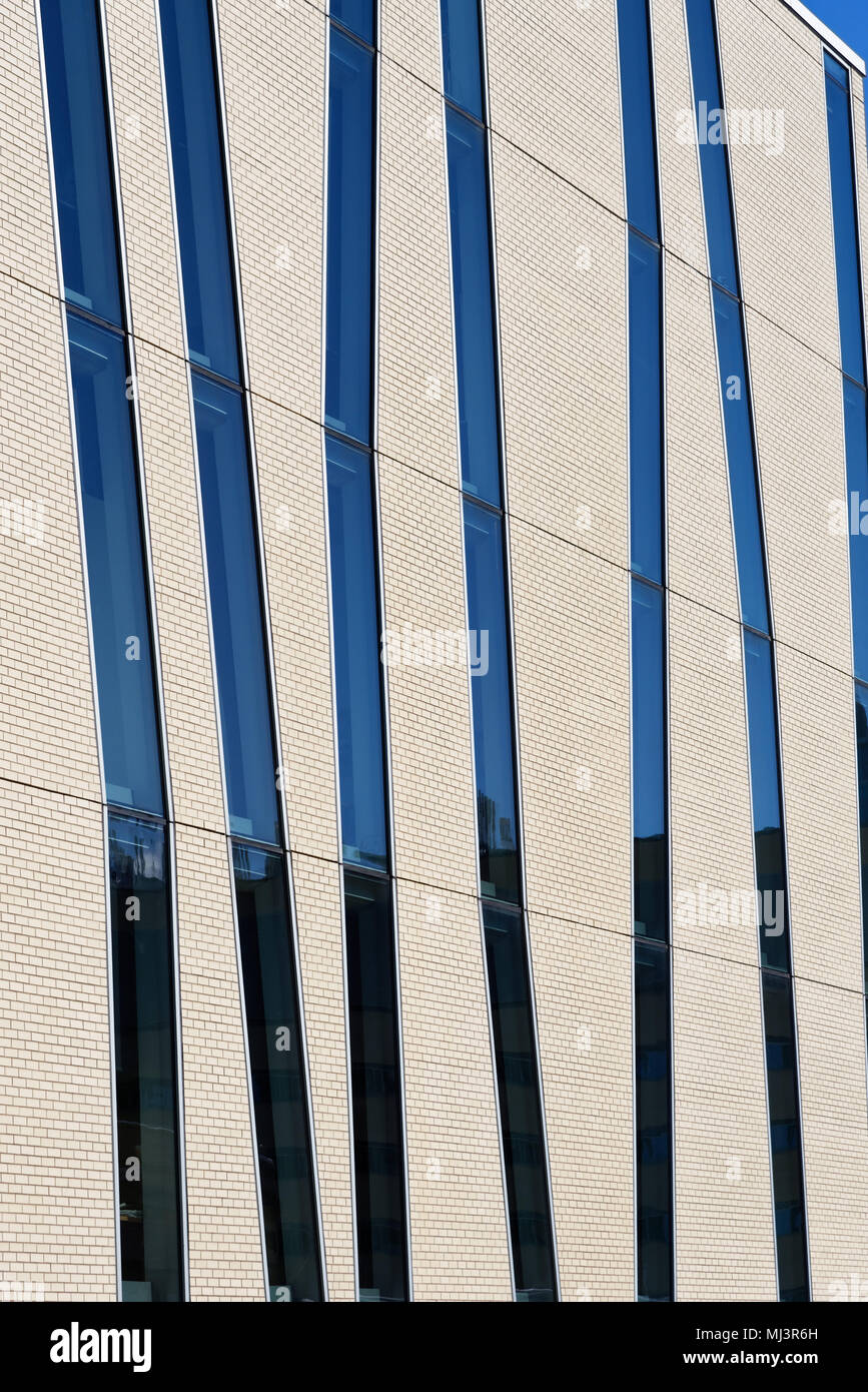 Modern architectural details in Montreal, on the Pavillon Adrien Pinard building of the UQAM university Stock Photo