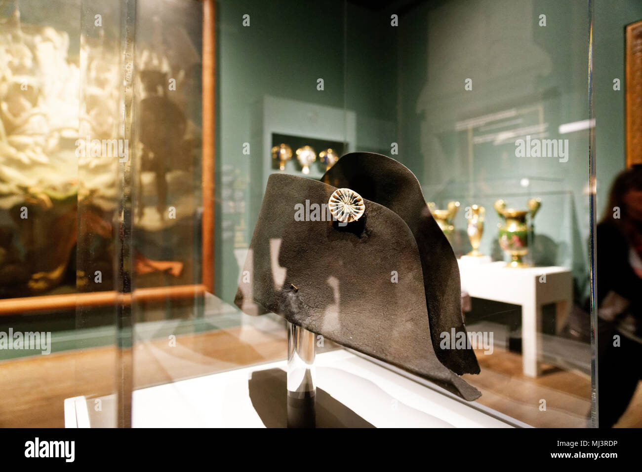 Napoleons two cornered hat in a display in Montreal Fine Art Museum Stock Photo