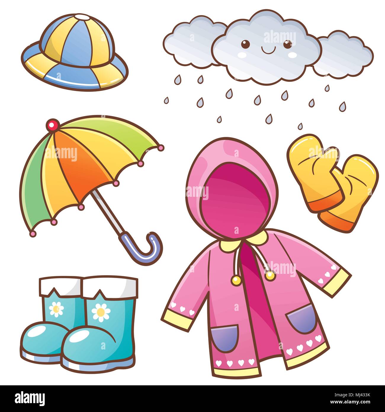 Vector illustration of Cartoon Rain Clothes Stock Vector Image & Art - Alamy