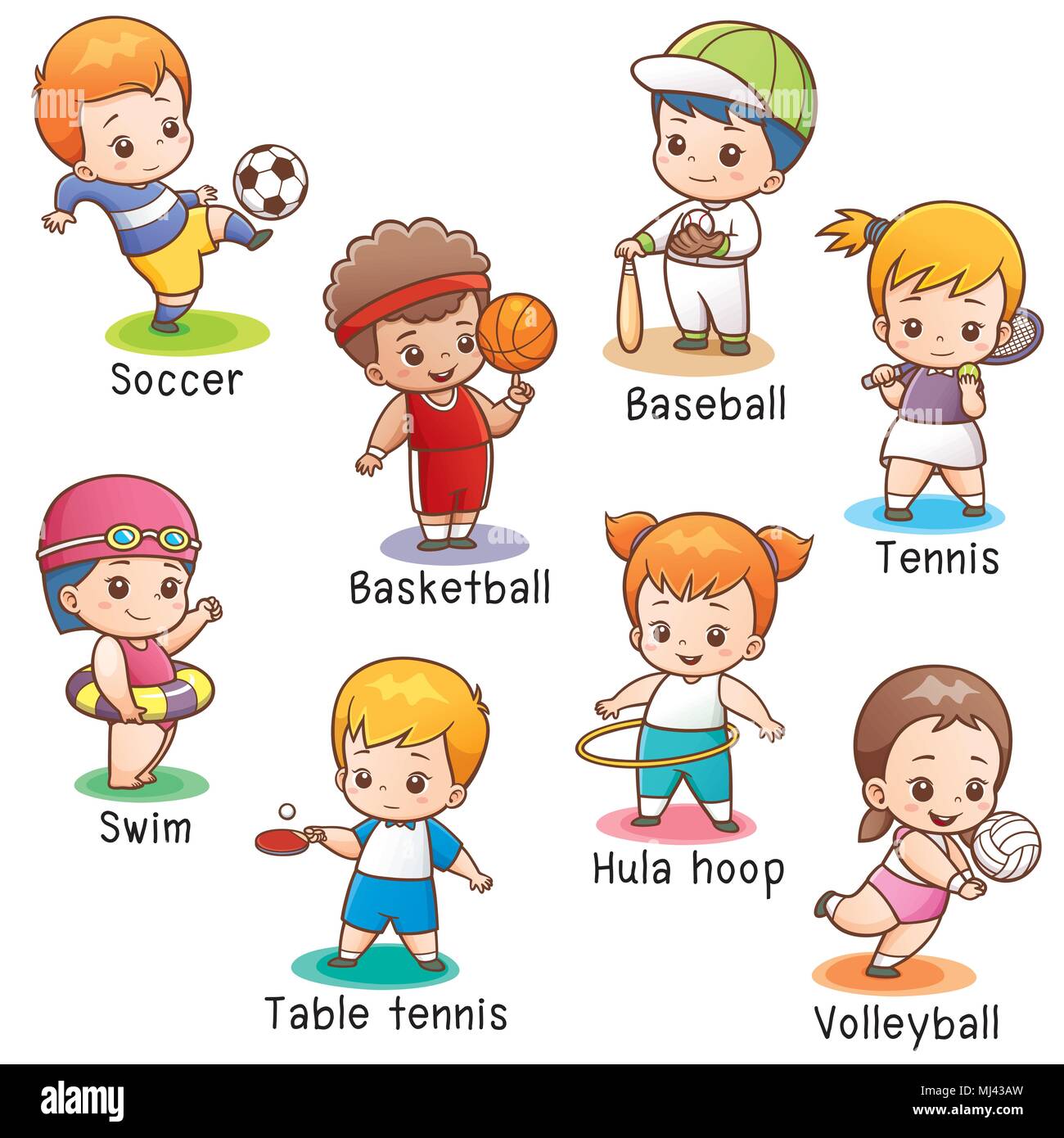 Vector illustration of Cartoon Sport character Vocabulary Stock Vector