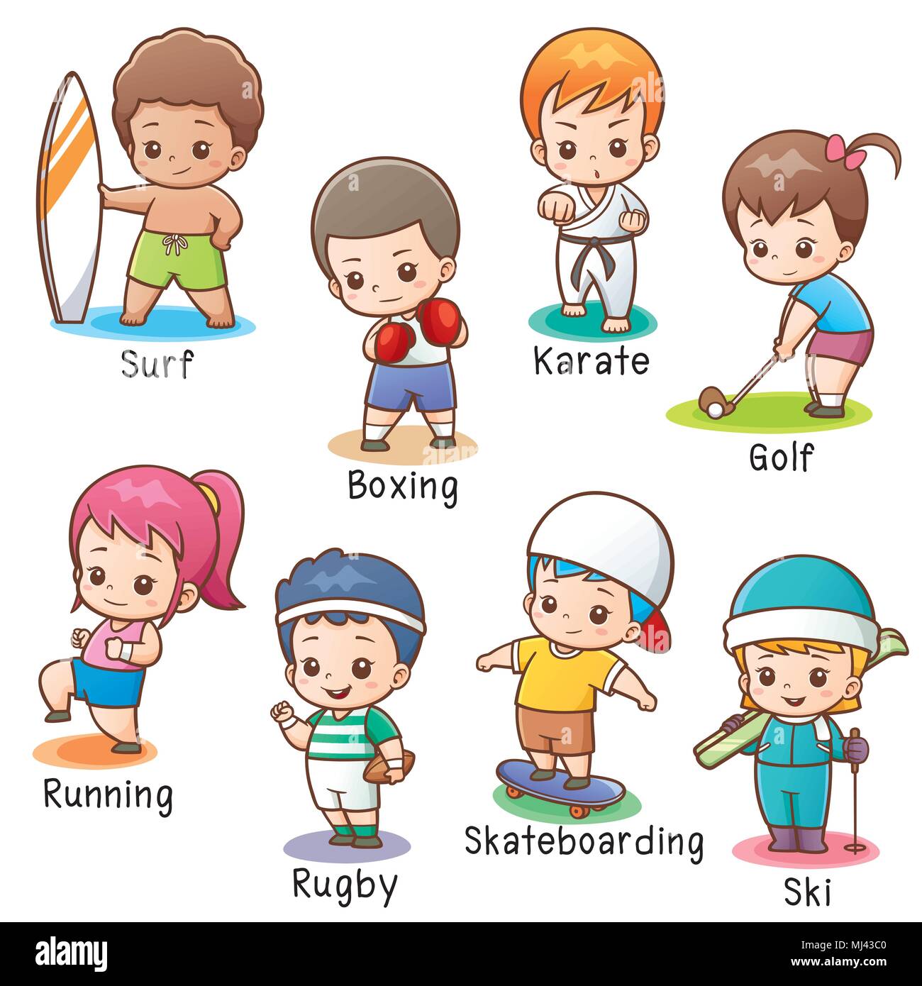 Vector illustration of Cartoon Vocabulary Sport character Stock Vector