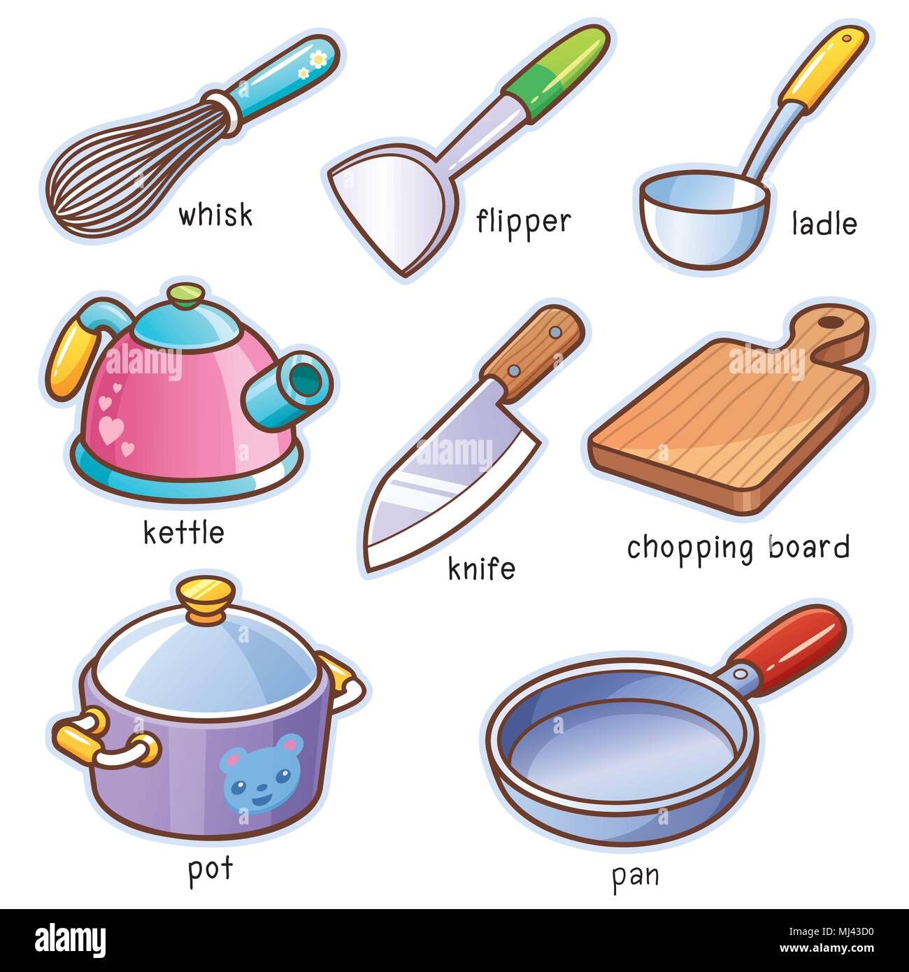 https://c8.alamy.com/comp/MJ43D0/vector-illustration-of-cartoon-kitchen-tools-vocabulary-MJ43D0.jpg