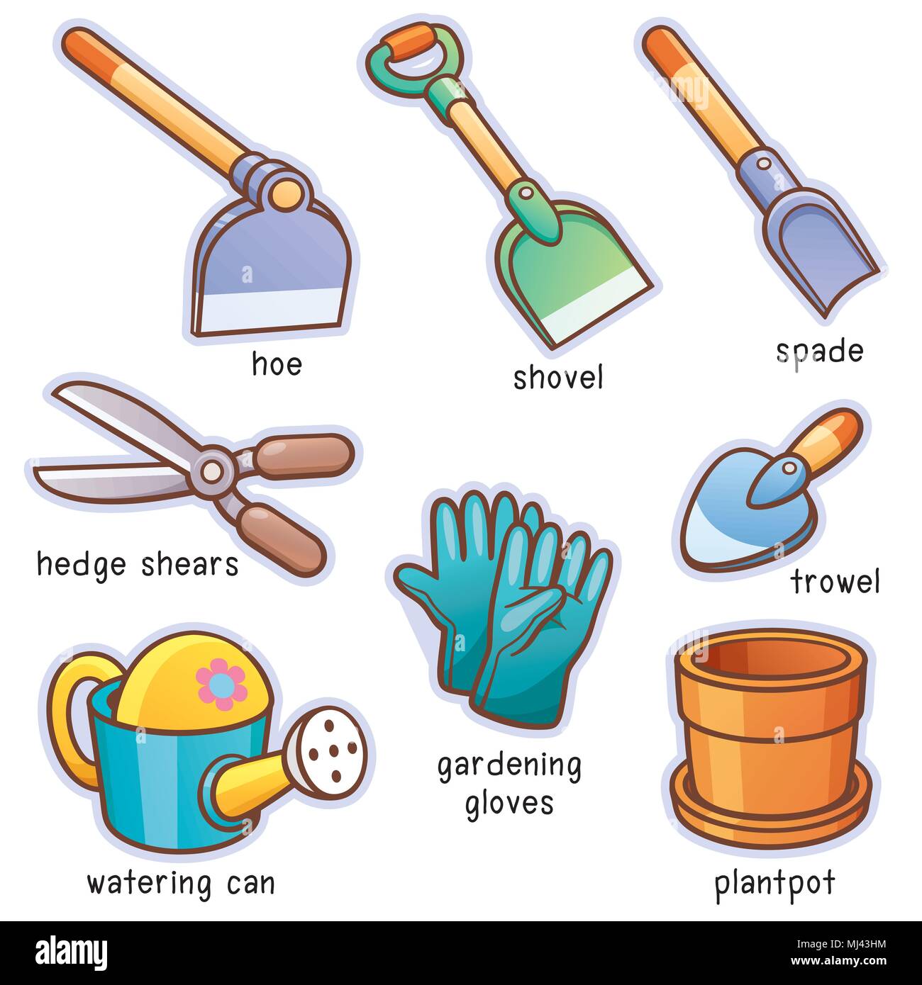 Vector illustration of Cartoon Garden tools vocabulary Stock Vector Image &  Art - Alamy