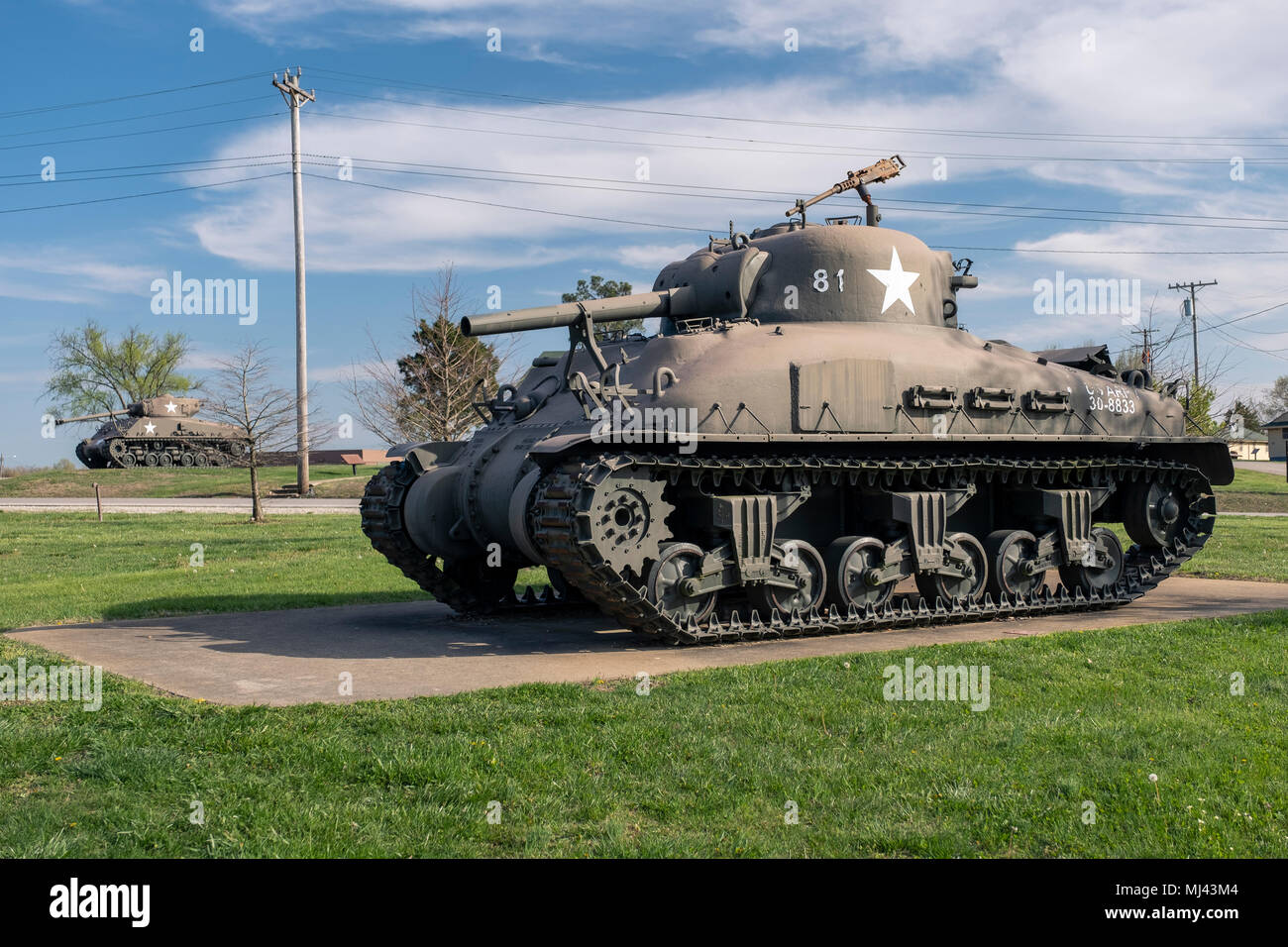 FORT LEONARD WOOD, MOAPRIL 29, 2018 Military Vehicle Sherman Flame