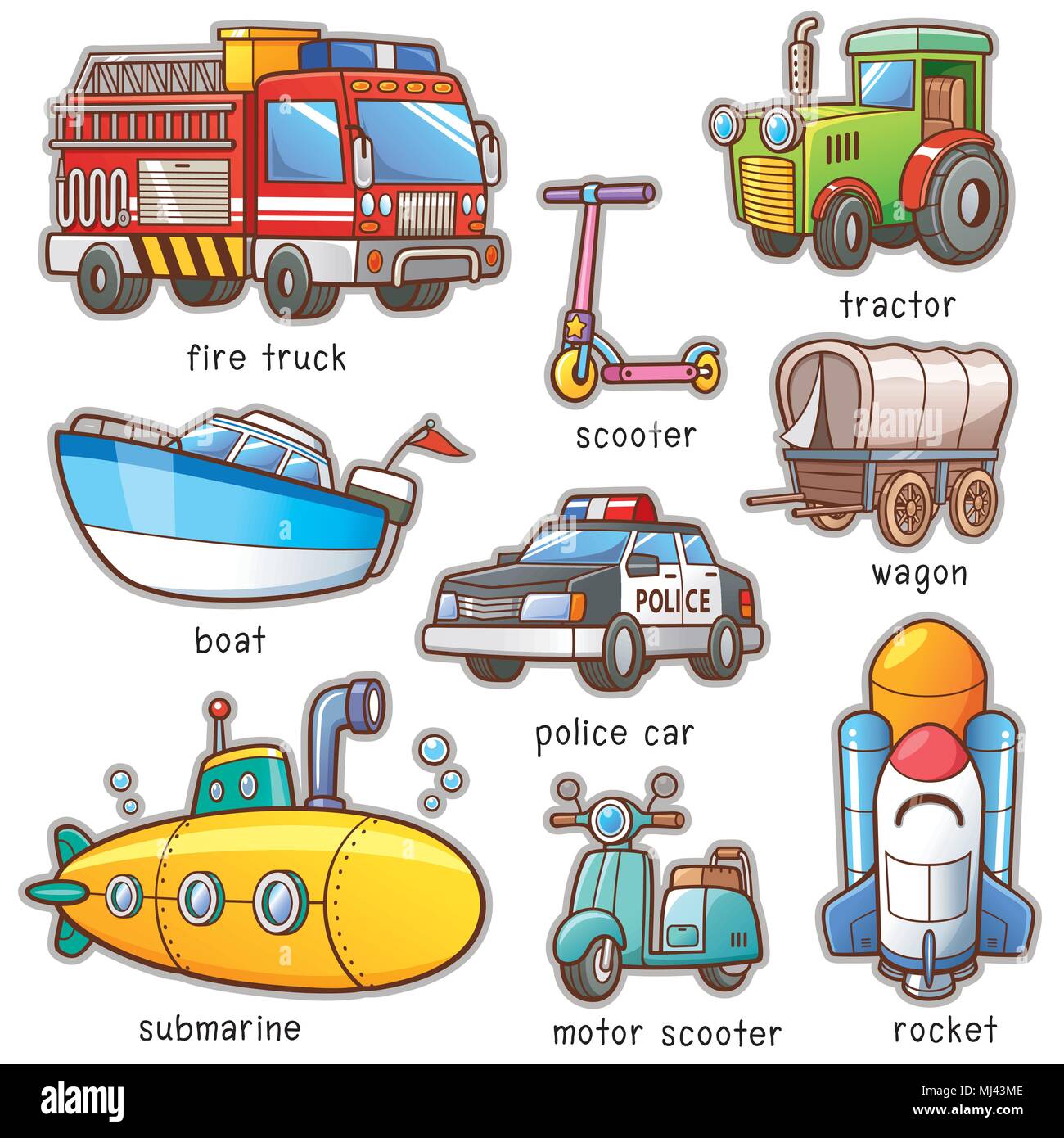 Vector Illustration of Cartoon Transportation vocabulary Stock Vector Image  & Art - Alamy