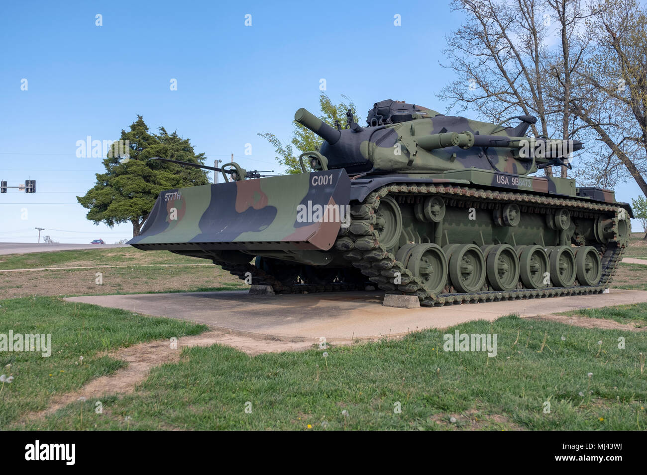 Military Vehicle Dozer. An outdoor military vehicle complex featuring vehicles used throughout military history eras. Stock Photo