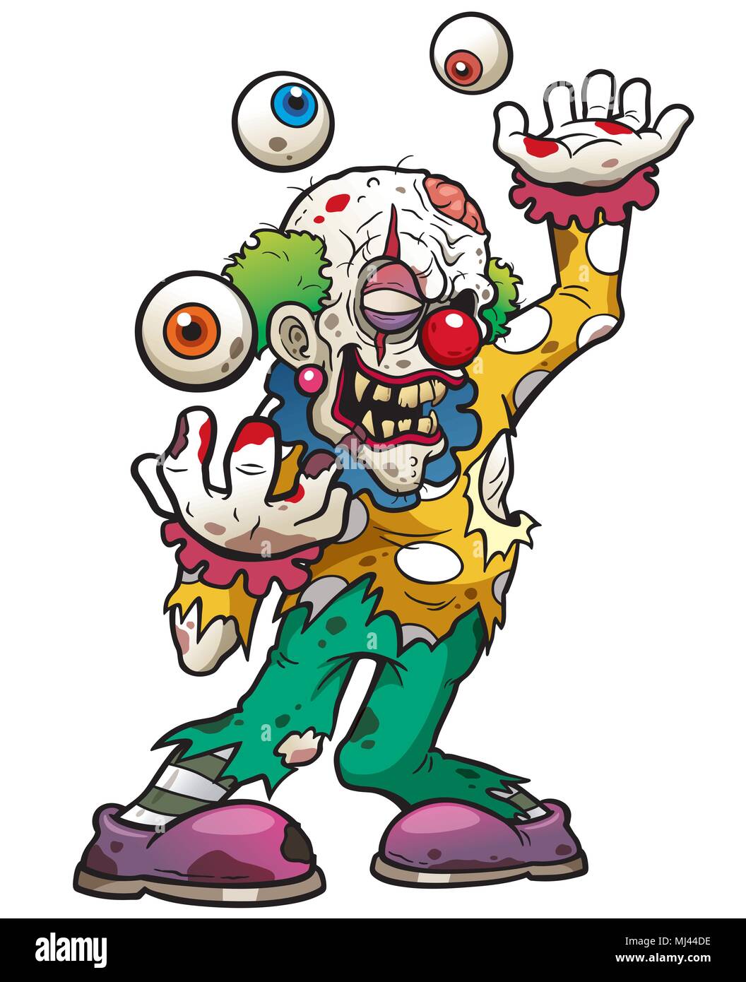 Vector illustration of Cartoon clown zombie Stock Vector
