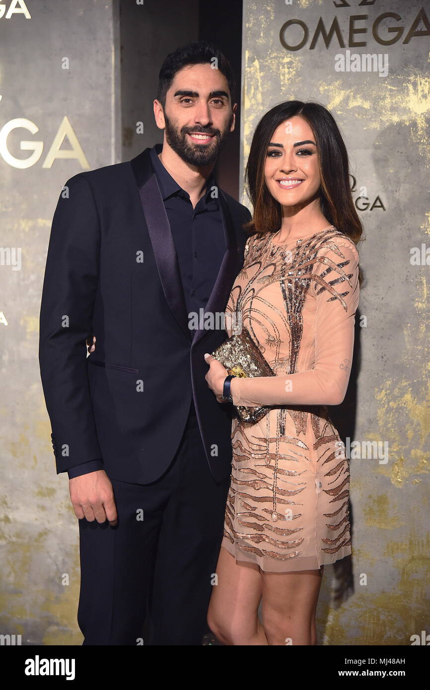 Deutschland. 03rd May, 2018. Filippo Magnini, Giorgia Palmas/Presentation of the new ladies watch from Omega Watches 'Trésor' in Berlin Power plant on 02.05.2018 | usage worldwide Credit: dpa picture alliance/Alamy Live News Credit: dpa/Alamy Live News Stock Photo