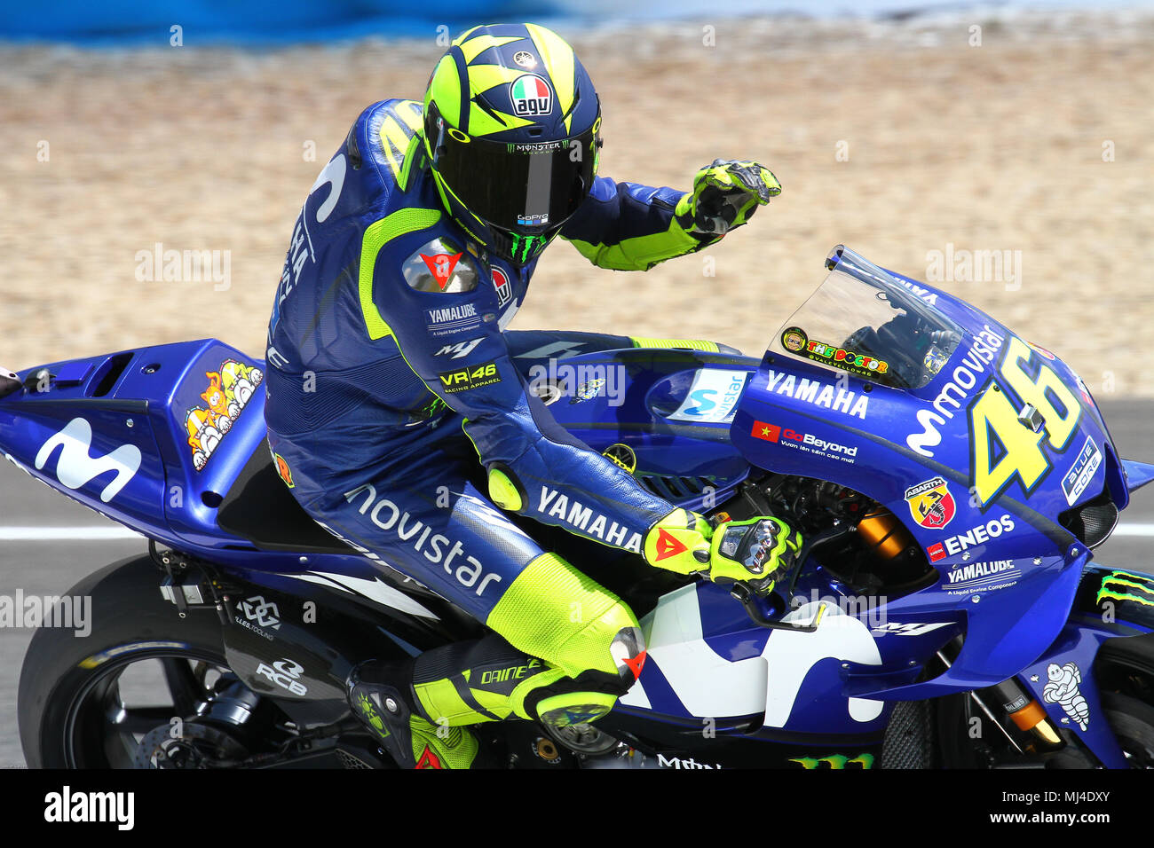 Jerez Angel Nieto circuit, Spain. 4th May, 2018. ITA 46 Valentino Rossi free practice friday 4th may 2018 motoGP circuit Jerez Angel Nieto Credit: Javier Galvez/Alamy Live News Stock Photo