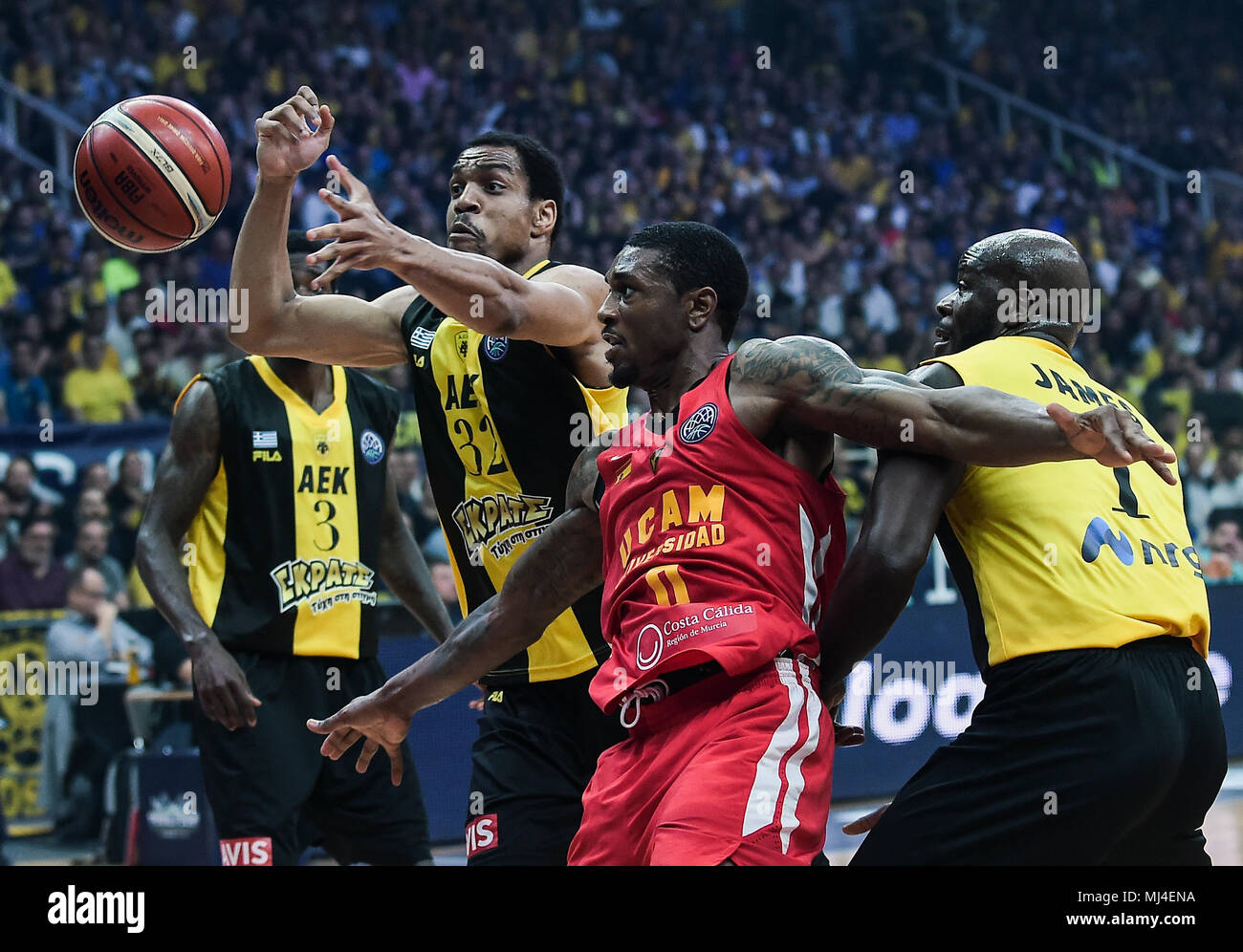 04 May 2018, Greece, Athens: Basketball, champions league, final four, semi- final. AEK Athen vs UCAM