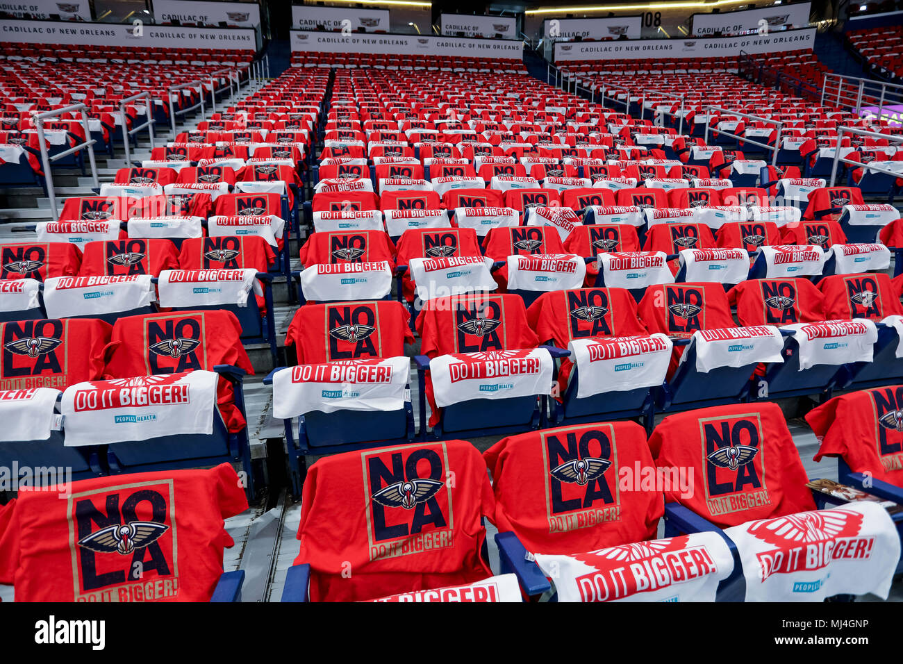 New Orleans, LA, USA. 04th May, 2018. New Orleans Pelicans seats before the  game at the Smoothie King Center in New Orleans, LA. Stephen Lew/CSM/Alamy  Live News Stock Photo - Alamy