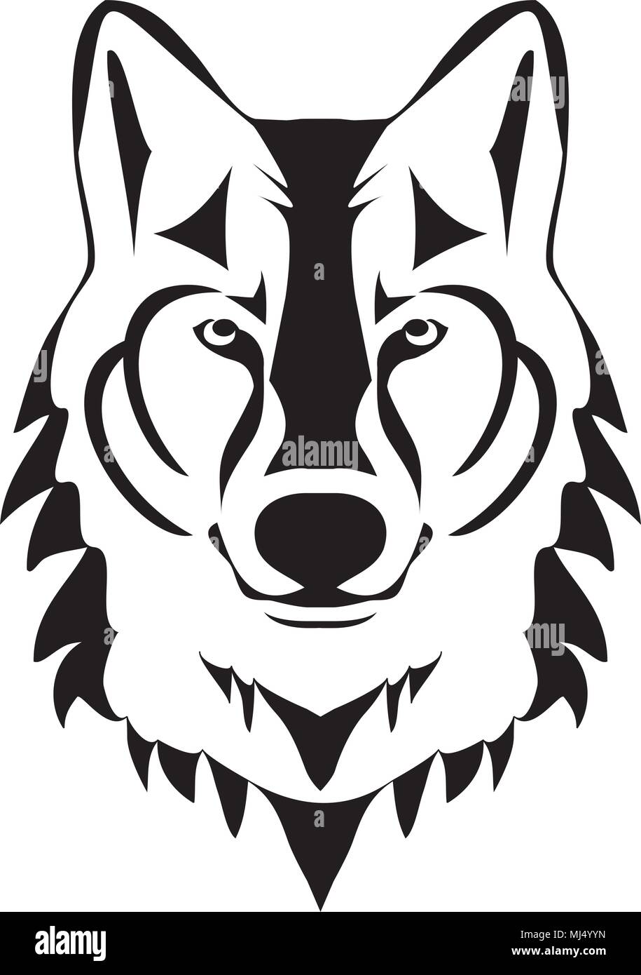 vector illustration of a wolf head silhouette Stock Vector