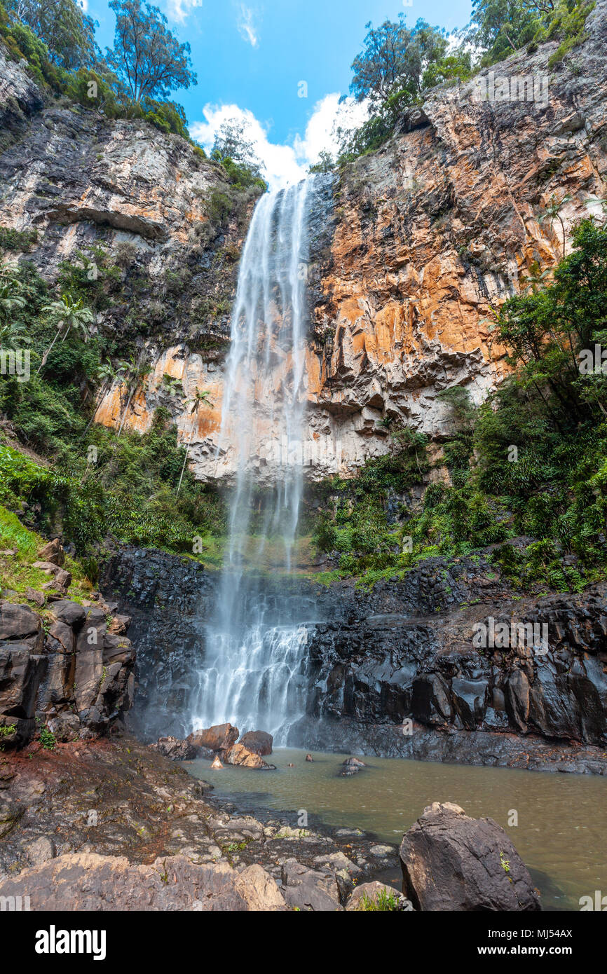 Waterfall in Springbrook National Park. Rainbow falls in Queensland