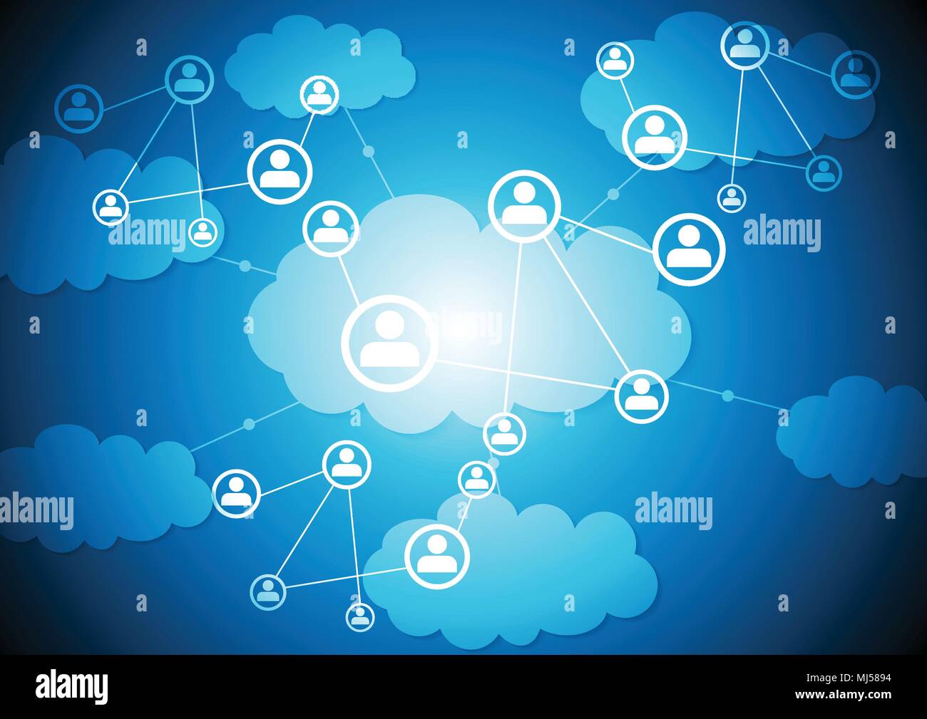 Technology web communication, clouds database abstract background. Vector tech design Stock Vector