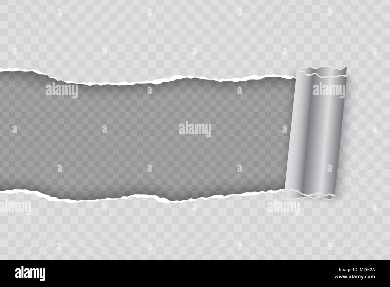 Vector realistic torn paper with rolled edge on transparent background Stock Vector