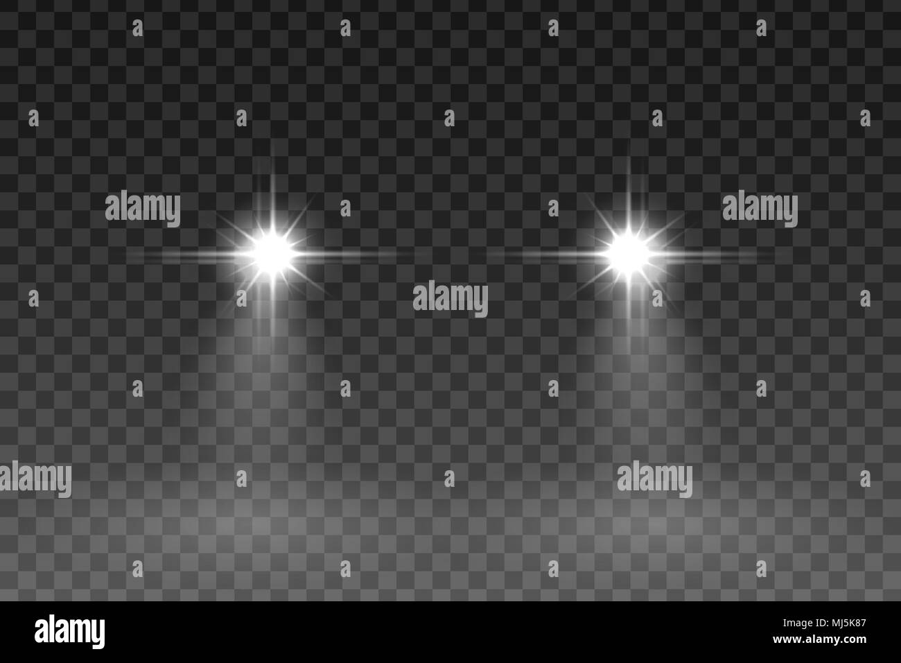 Car light flash effect on transparent background. Vector illustration