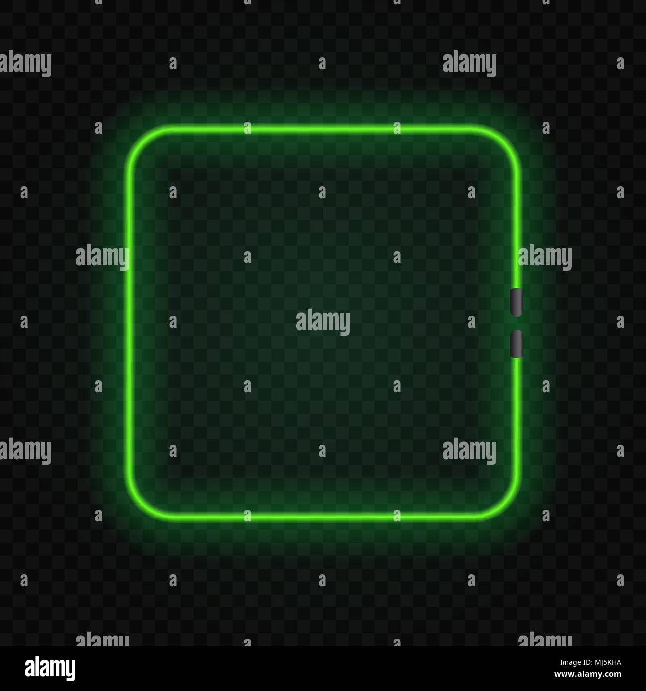 square neon glowing lamp frame on transparent background Stock Vector ...