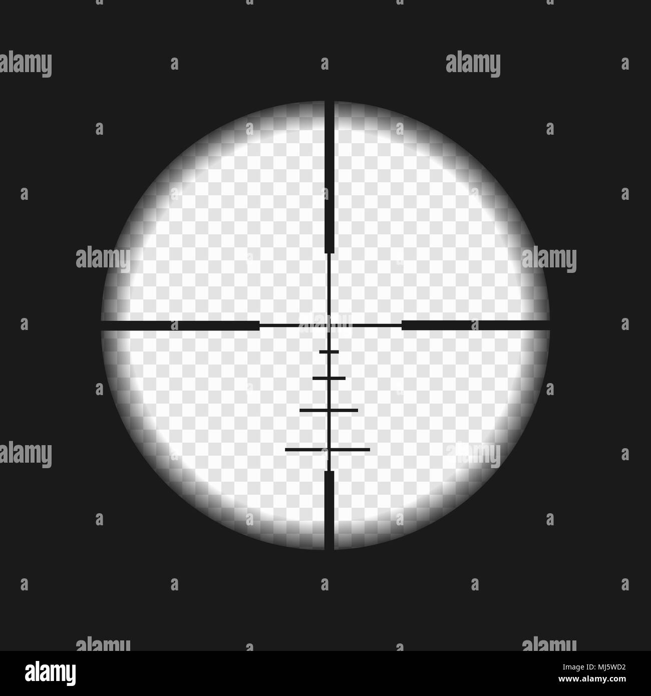 sniper sight with measurement marks. rifler scope template on transparent background Stock Vector