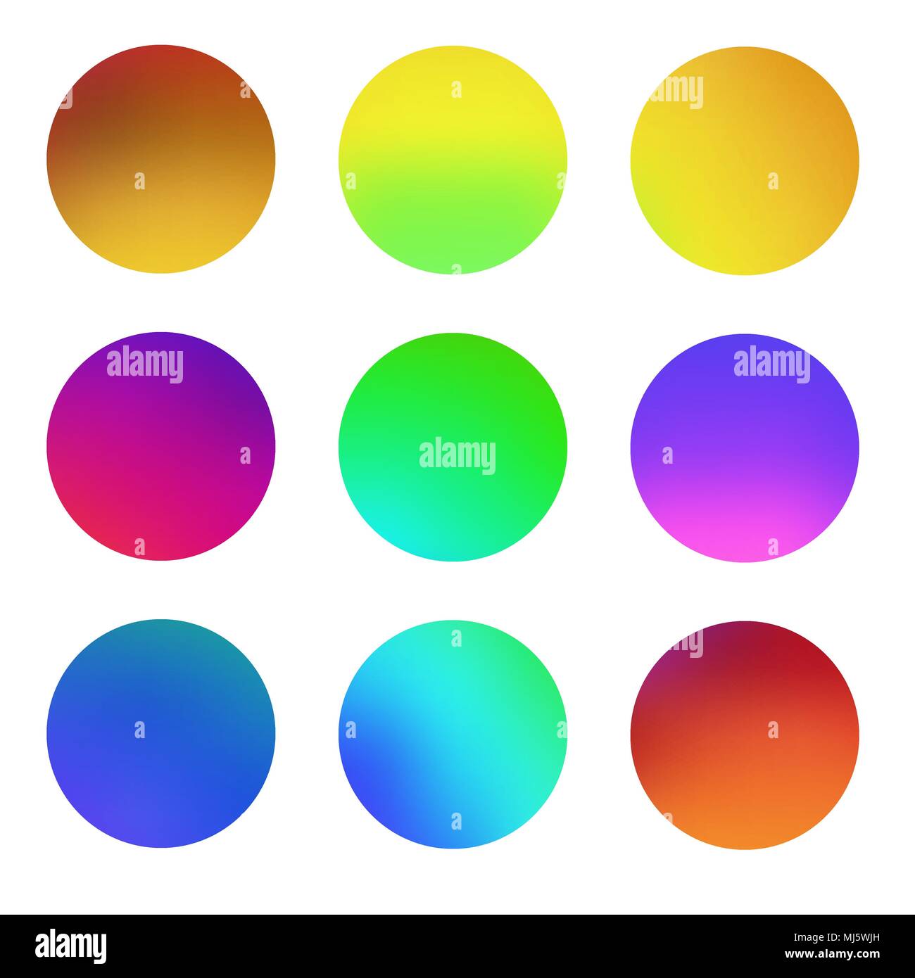 Round gradient set, colorful circle backgrounds. fluid covers for calendar, brochure, invitation, cards. Stock Vector