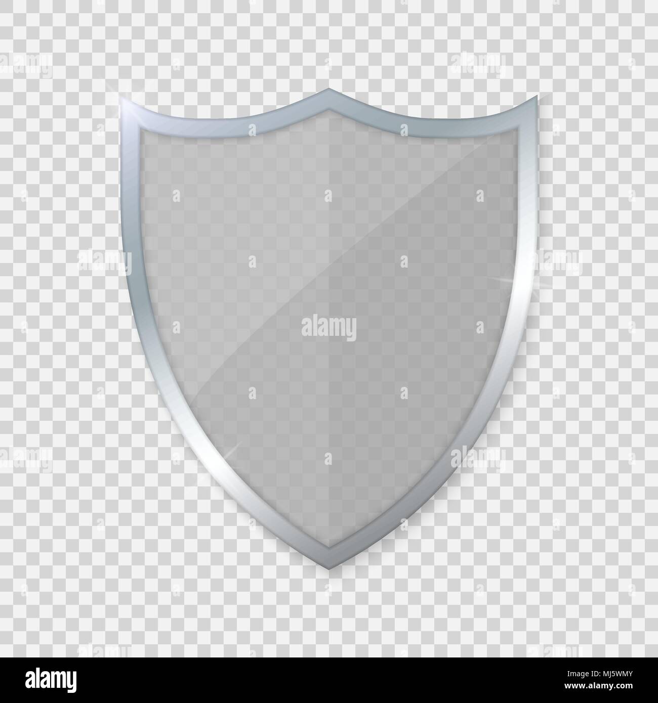 glass shield on transparent background, vector illustration Stock Vector