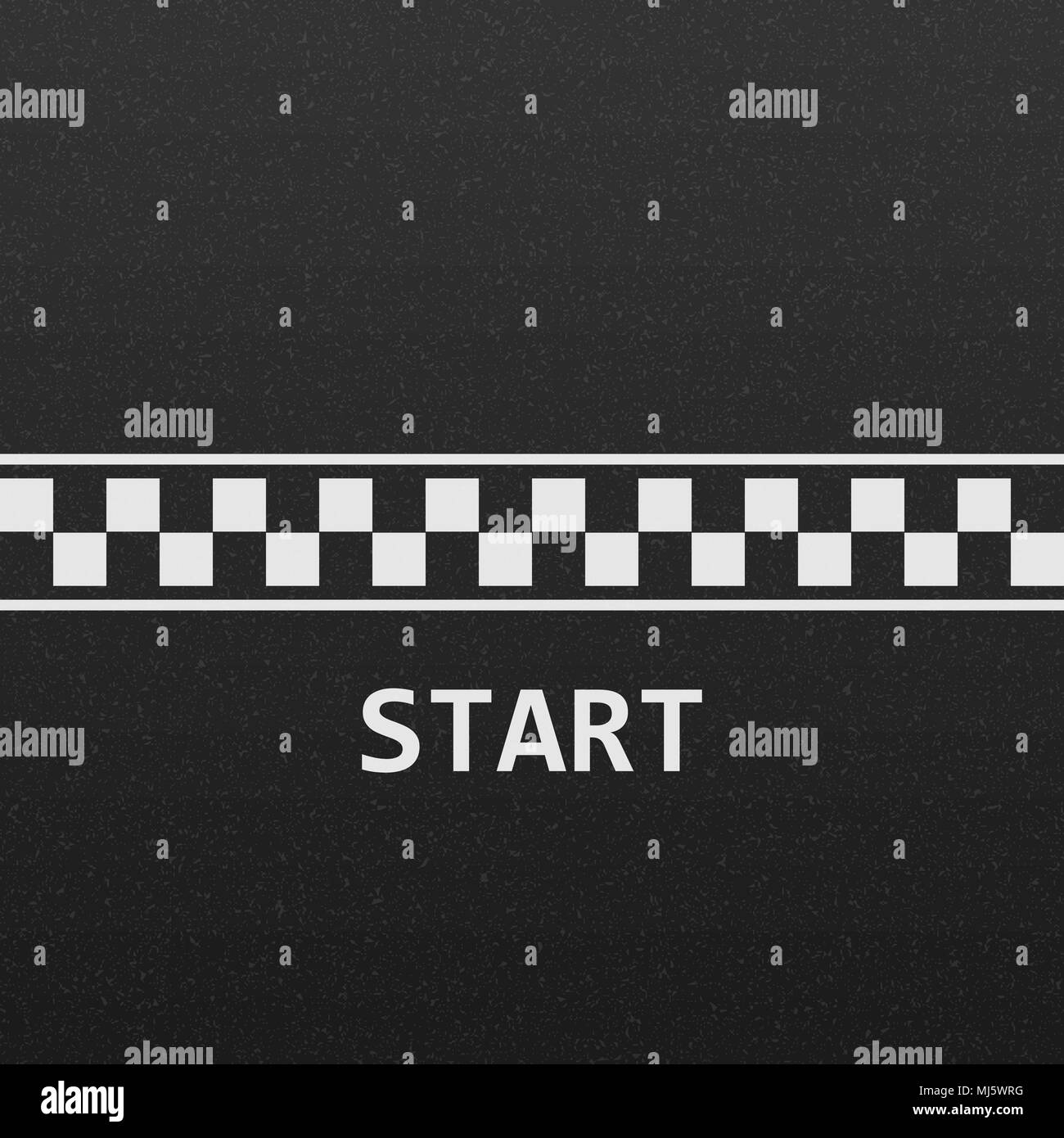 start line race track background top view. Grunge textured on the asphalt road Stock Vector