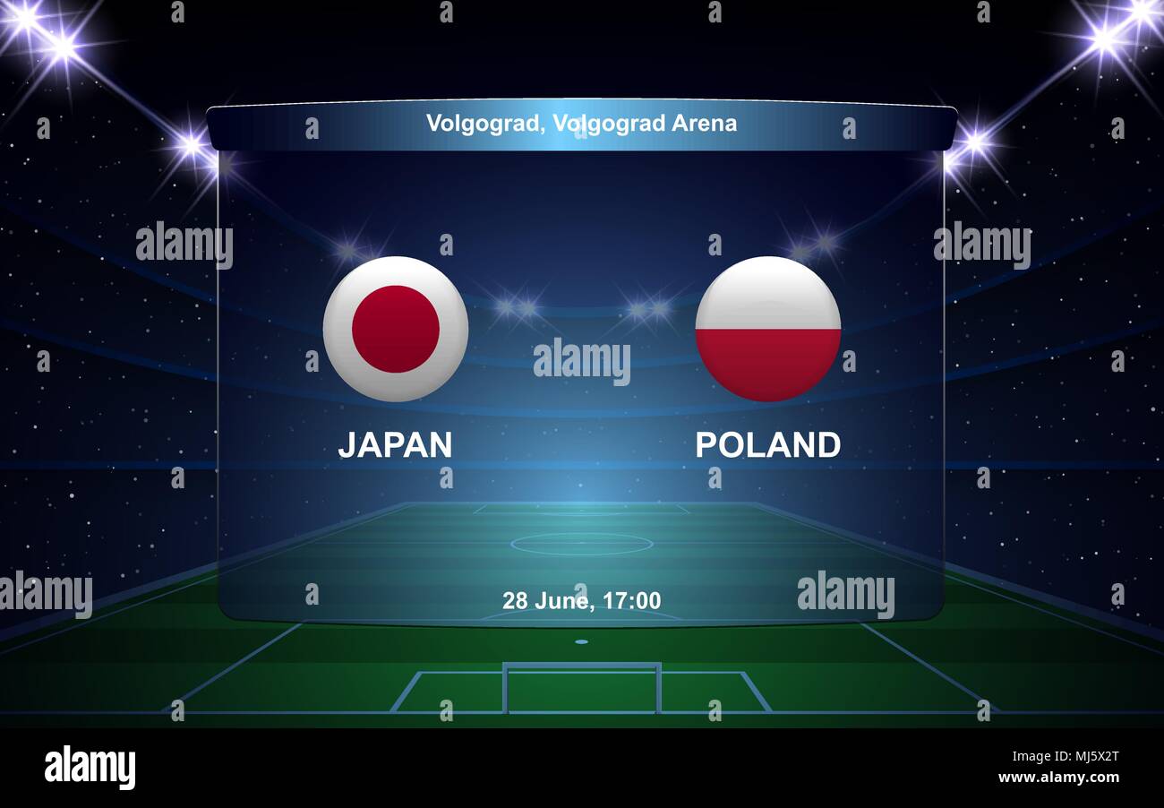 Japan vs Poland football scoreboard broadcast graphic soccer template
