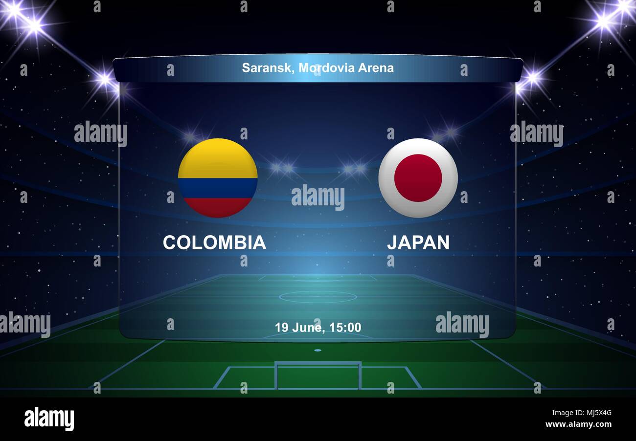 Colombia vs Japan, football scoreboard broadcast graphic soccer