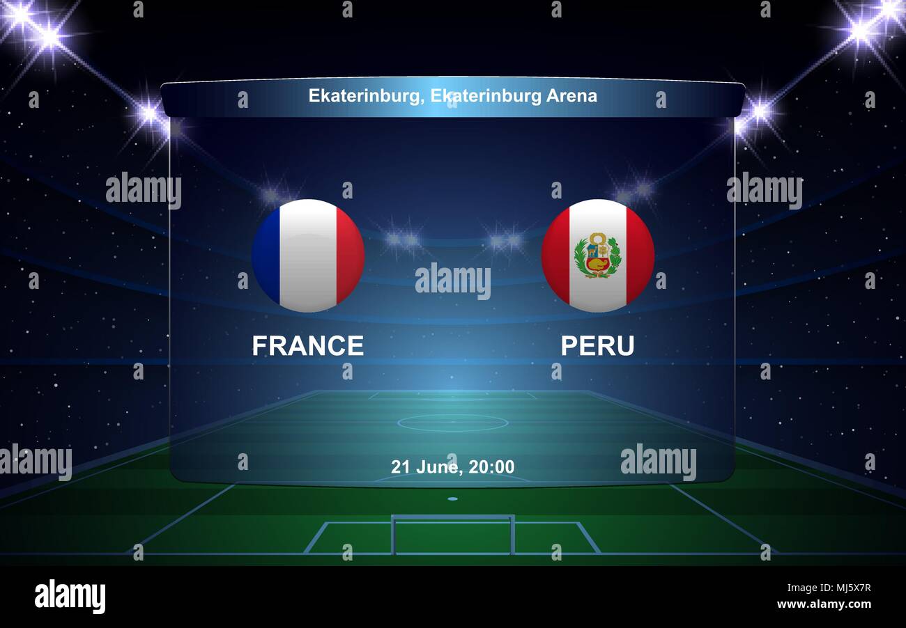 France vs Peru football scoreboard broadcast graphic soccer template