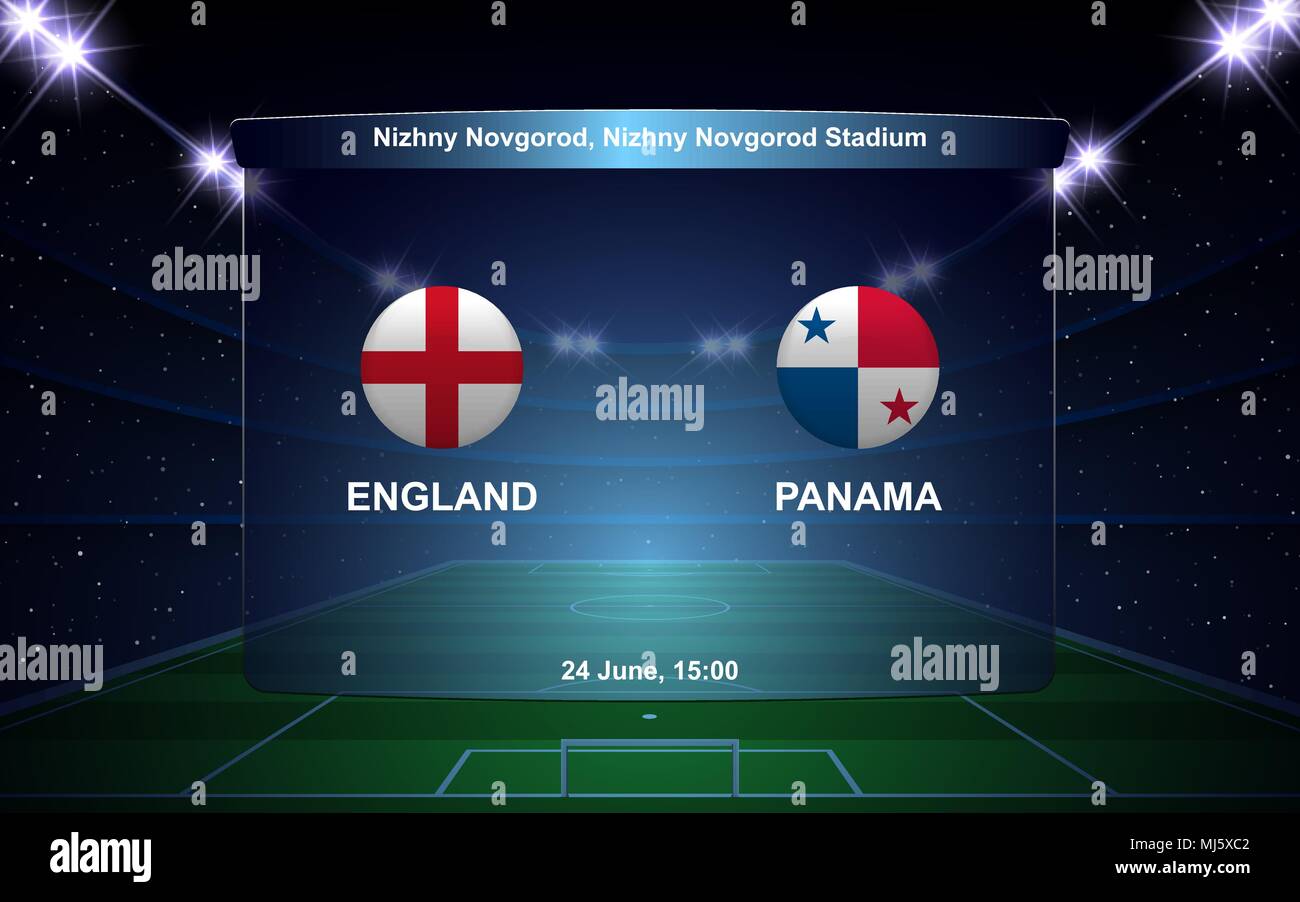 England Vs Panama Football Scoreboard Broadcast Graphic Soccer Template Stock Vector Image Art Alamy