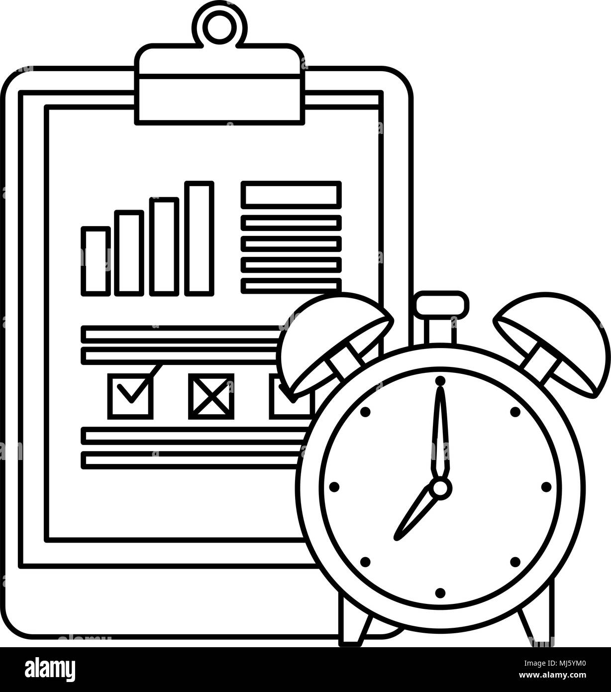 alarm clock time with statistic in clipboard Stock Vector Image & Art