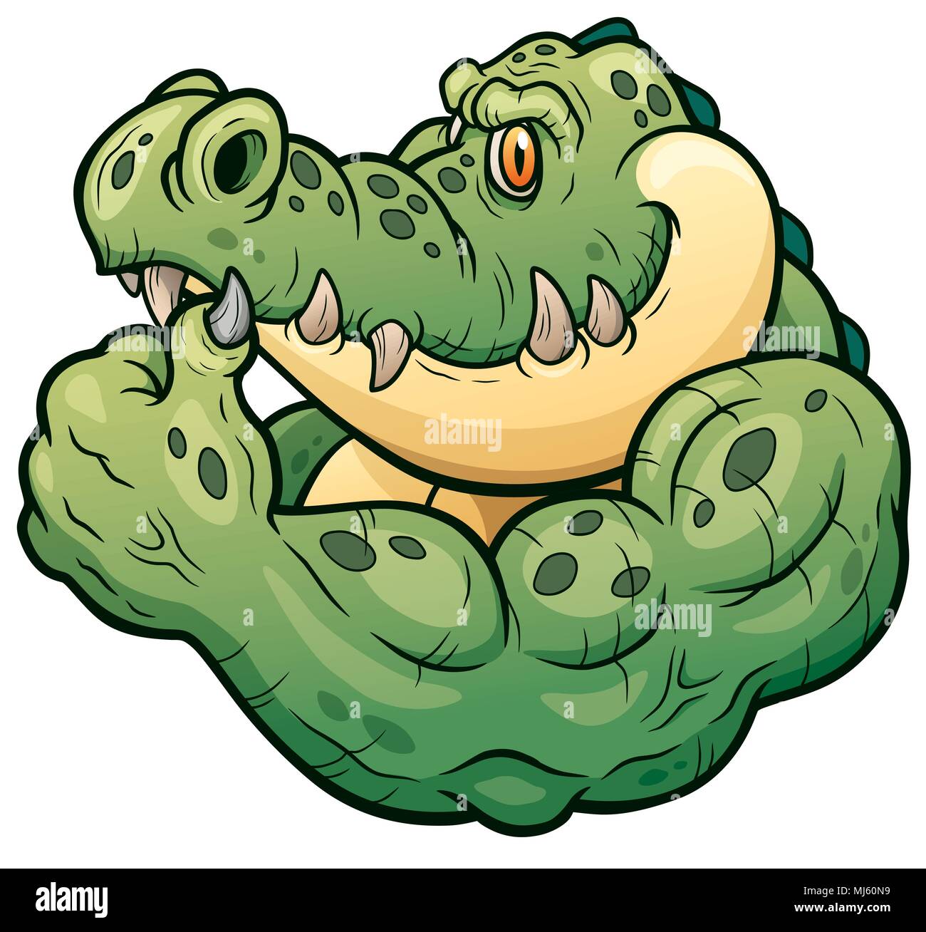 Vector illustration of Cartoon crocodile show ok Stock Vector