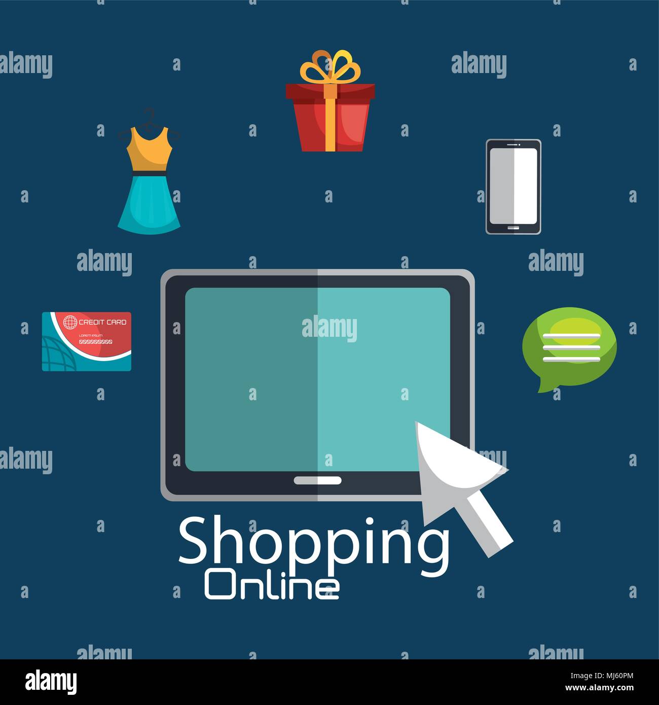 shopping online with tablet Stock Vector