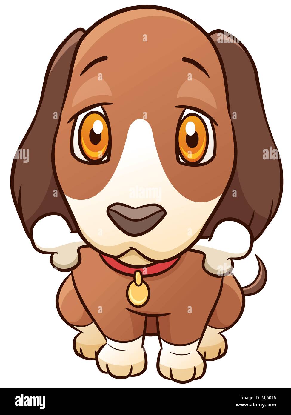 Vector illustration of Cartoon Cute Dog holding bone Stock Vector Image ...