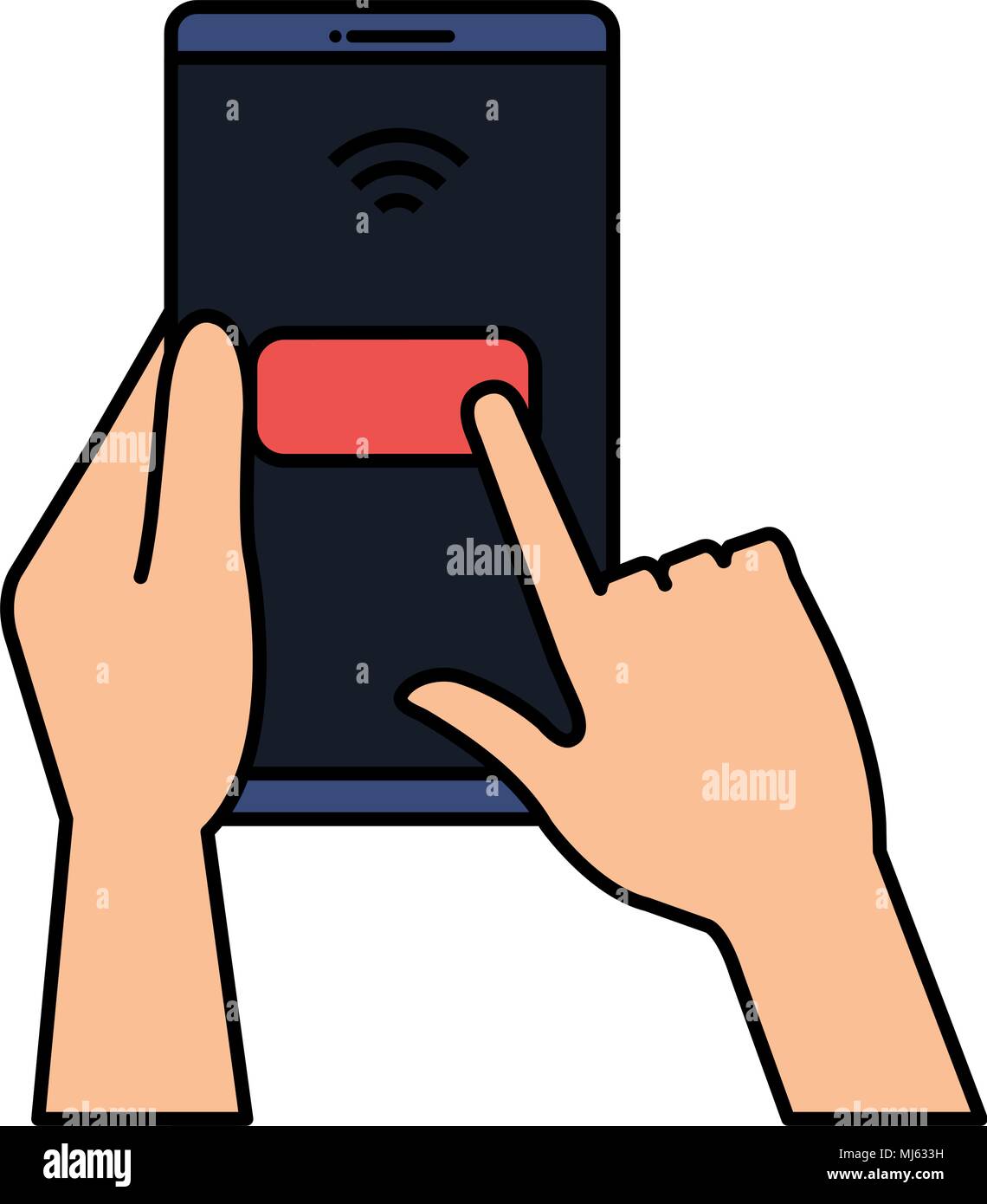 hand with smartphone device isolated icon Stock Vector Image & Art - Alamy