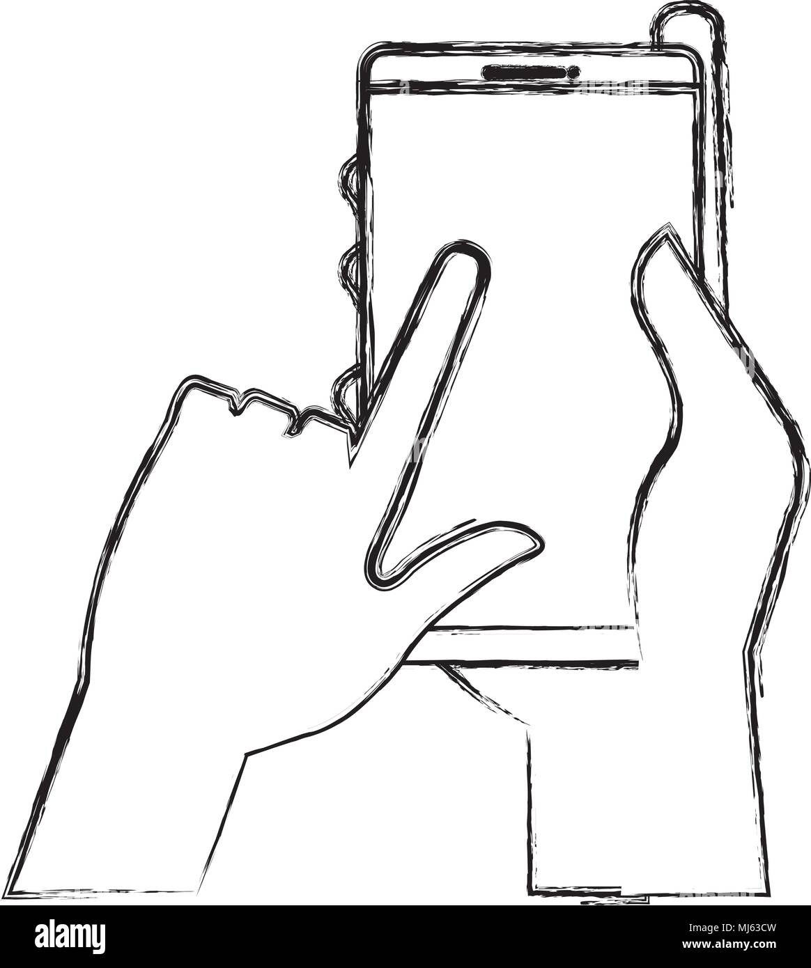 hand with smartphone device isolated icon Stock Vector Image & Art - Alamy