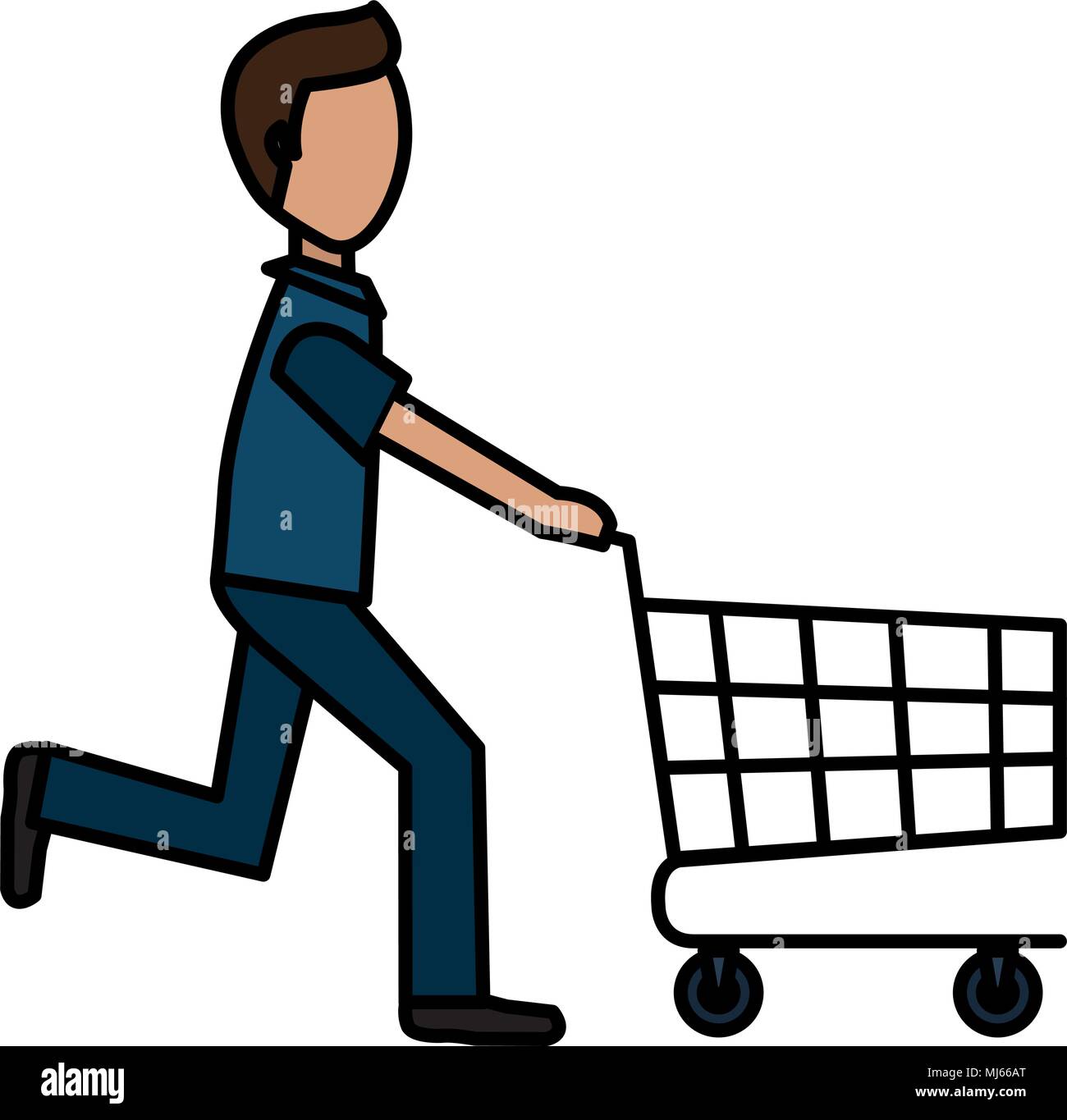 young man running with shopping cart Stock Vector Image & Art Alamy