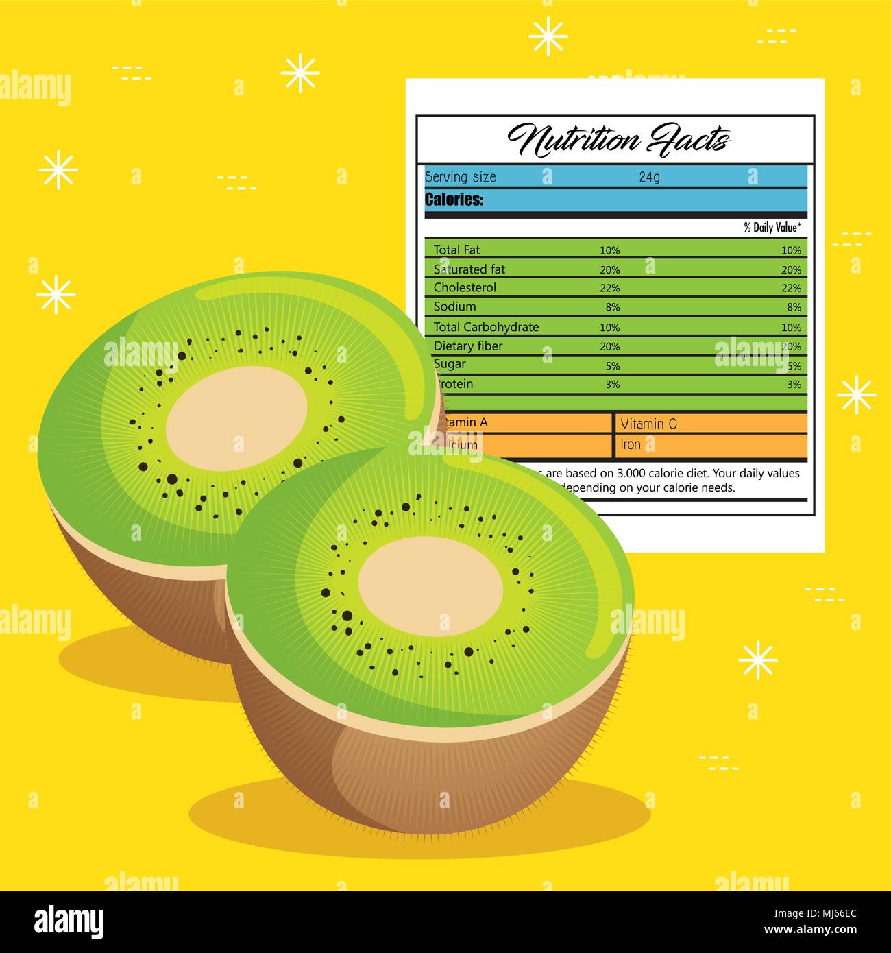 kiwi-with-nutrition-facts-stock-vector-image-art-alamy
