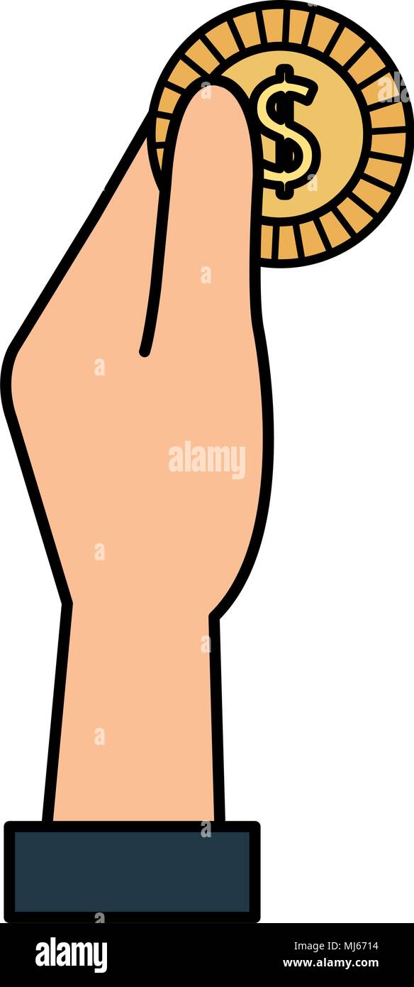 hand with coin money isolated icon Stock Vector Image & Art - Alamy