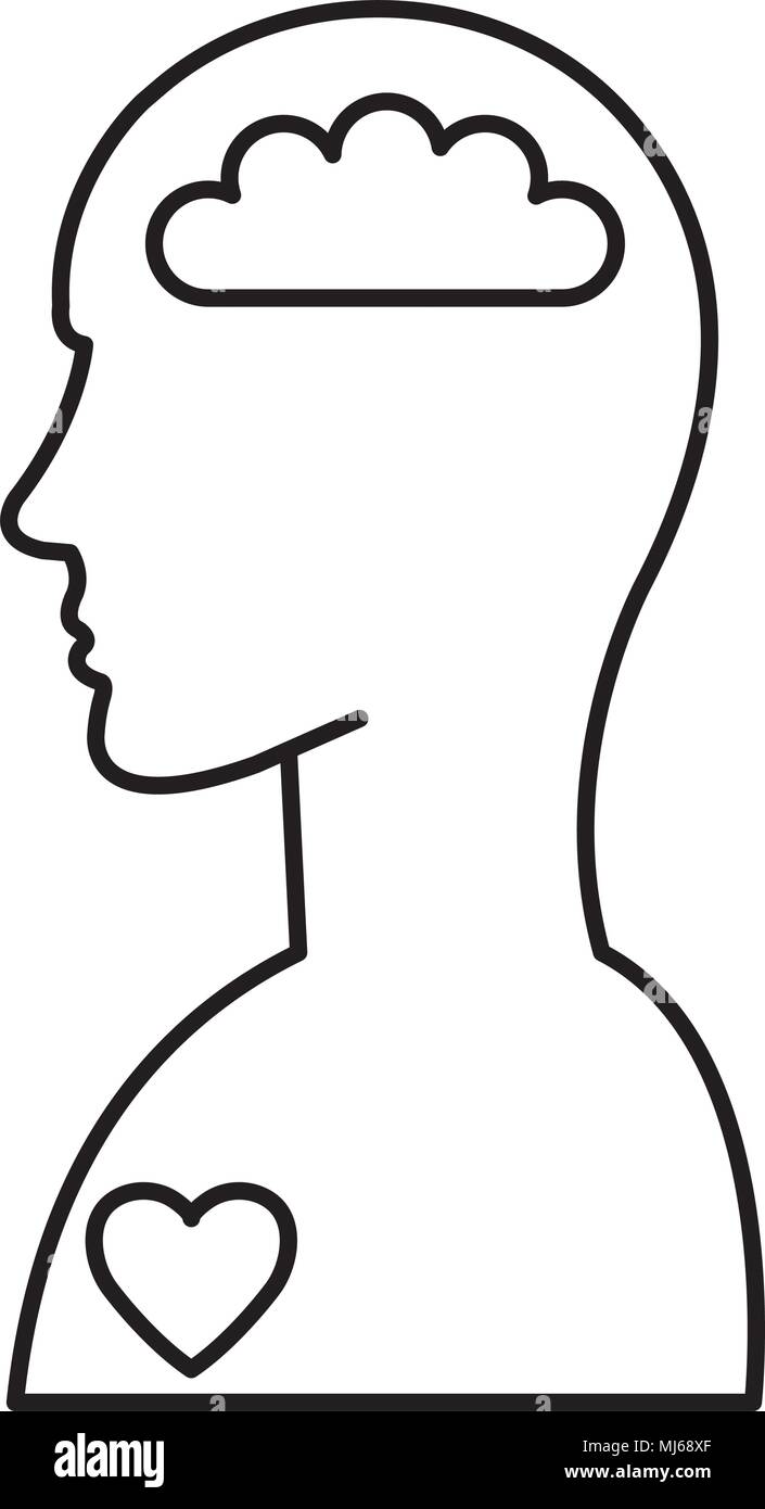 human profile with brain and heart Stock Vector Image & Art - Alamy