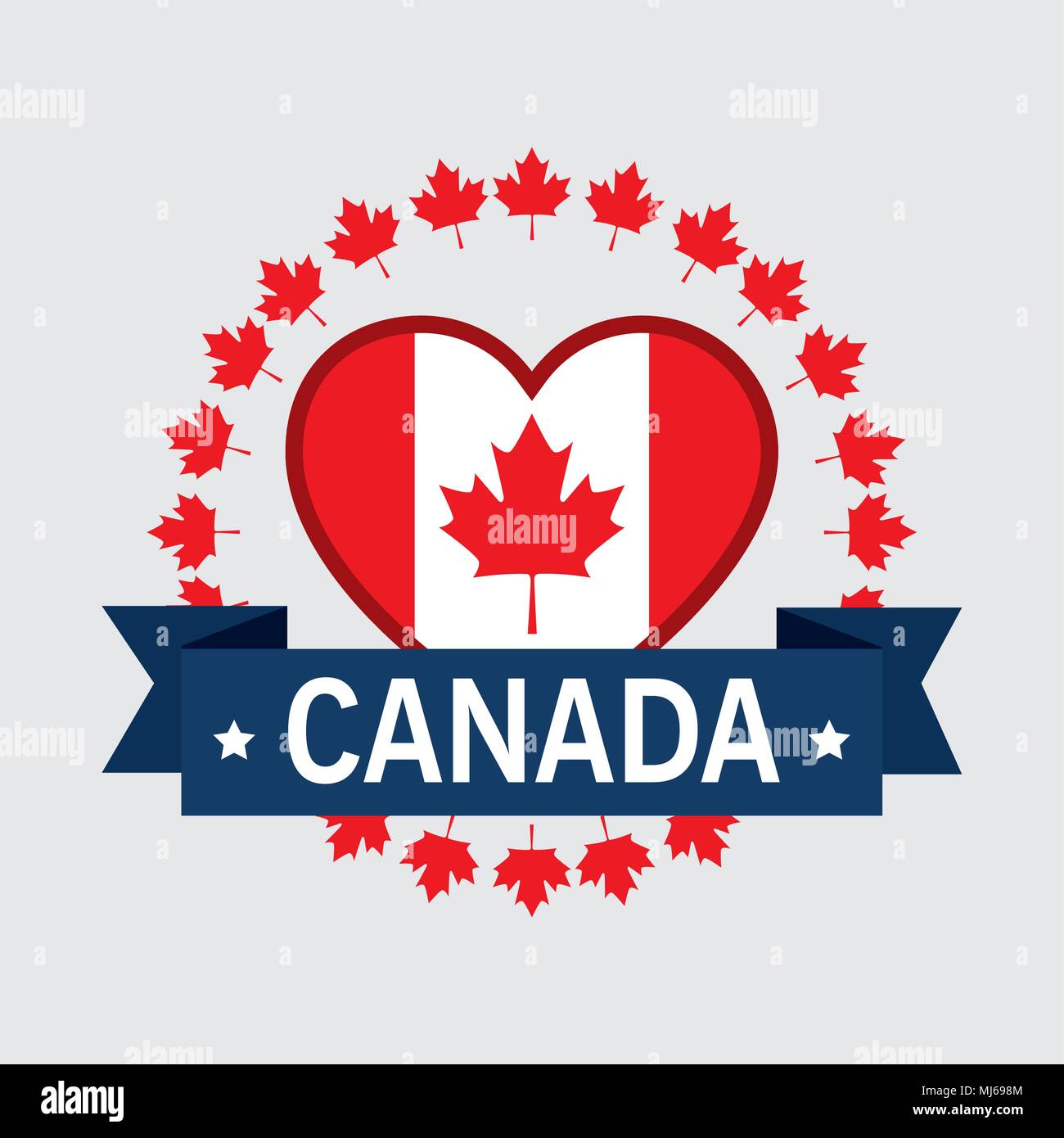 canada flag with heart shape Stock Vector