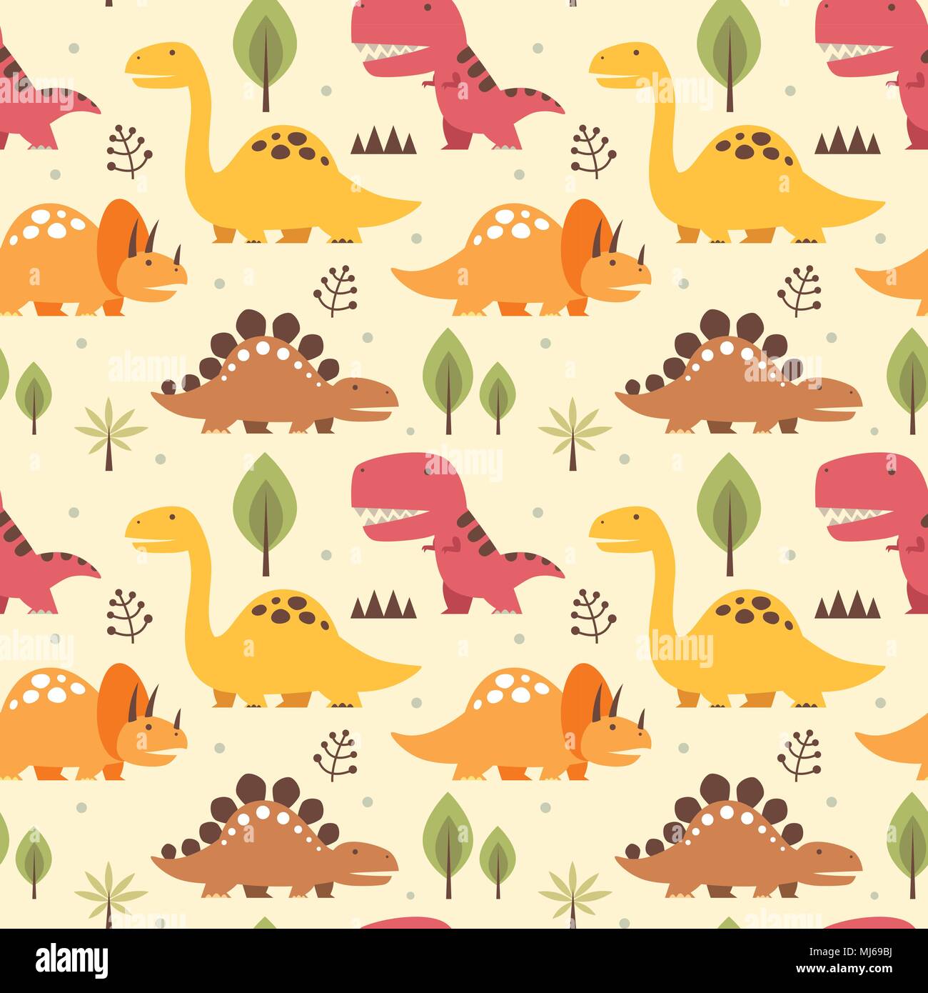 Vector illustration seamless pattern with Dinosaurs Stock Vector Image ...